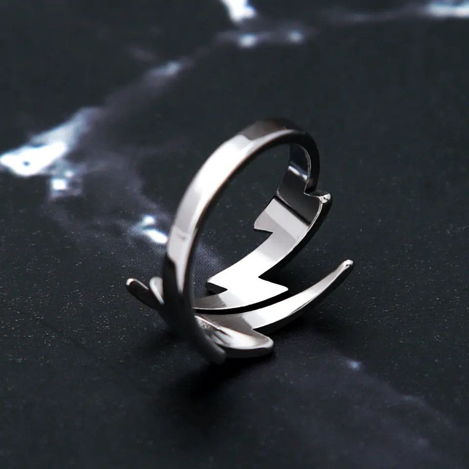 Jewelry × Vintage Lightning Bolt Ring Retro Adjustable Size ONE SIZE - 4 Thumbnail