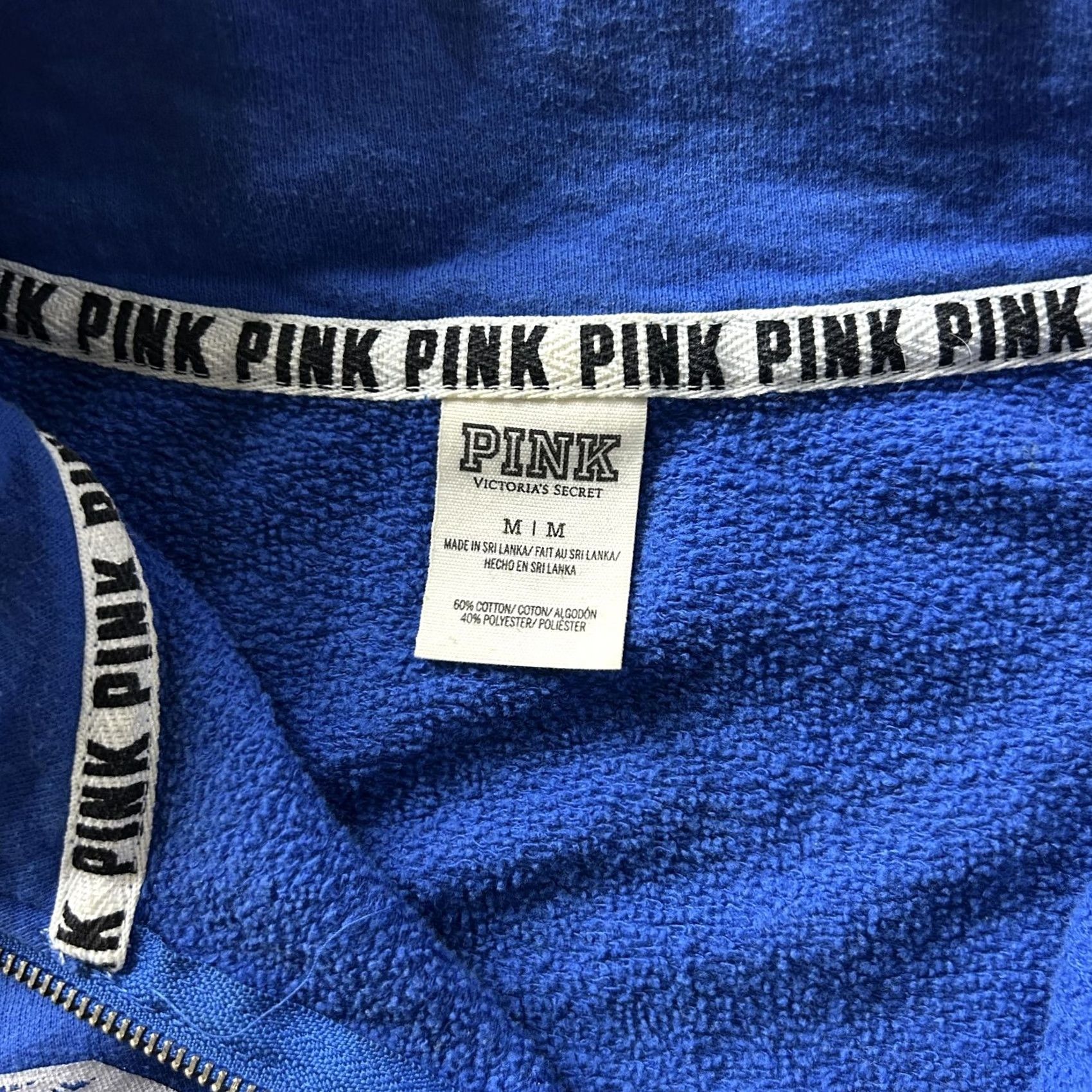 Pinko PINK Victoria's Secret Sweatshirt Womens Medium Blue 1/4 Zip Palm Tree Fleece Size M / US 6-8 / IT 42-44 - 2 Thumbnail