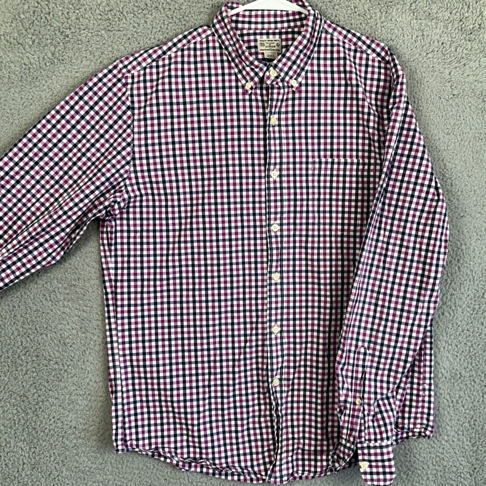 J.Crew J. Crew Button-Down Shirt Mens Large Blue Pink White Gingham Check Button-Up Collared Long Sleeve Casual Workwear 100% Cotton Regular Fit Size US L / EU 52-54 / 3 - 2 Thumbnail