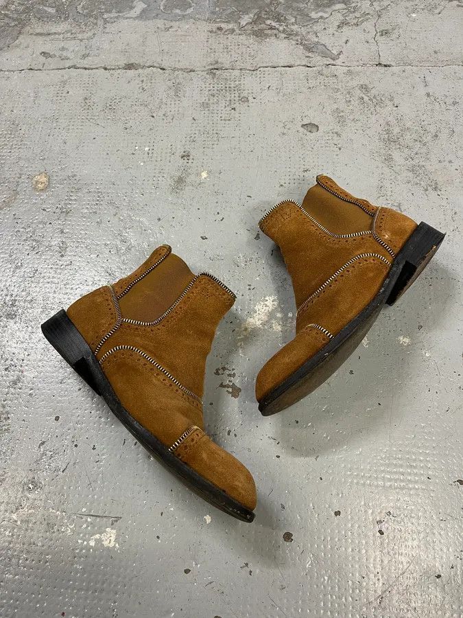 Louis Vuitton Louis Vuitton Camel Suede Multi Zip Leather Boots Size US 7.5 / IT 37.5 - 2 Thumbnail