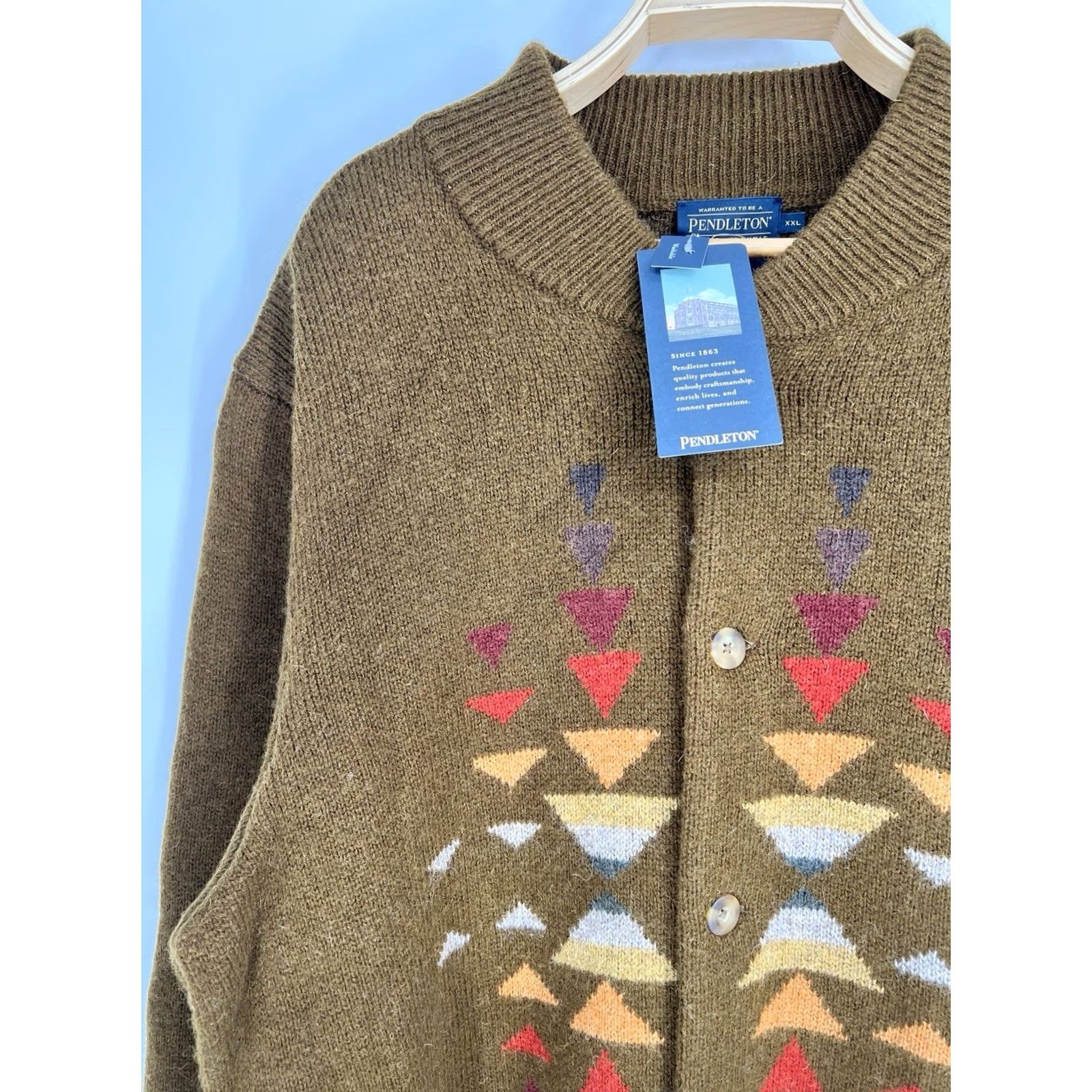 Pendleton VINTAGE Pendleton Jacquard Shetland Bomber Cardigan Men’s Size XXL Brown Wool Aztec Size US XXL / EU 58 / 5 - 2 Thumbnail