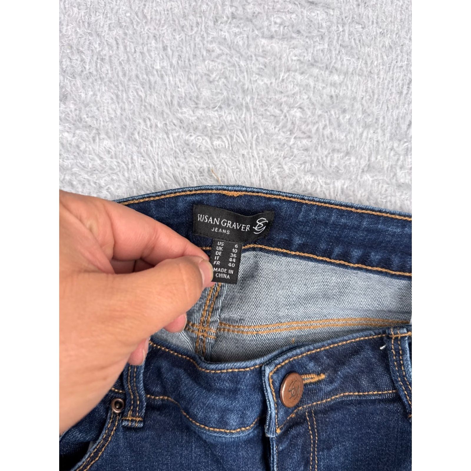 Almost Famous Almost Famous Jeans Womens 6 Blue Denim Bootcut Mid Rise 30x30 Studded Embroidered Size 28" / US 6 / IT 42 - 2 Thumbnail
