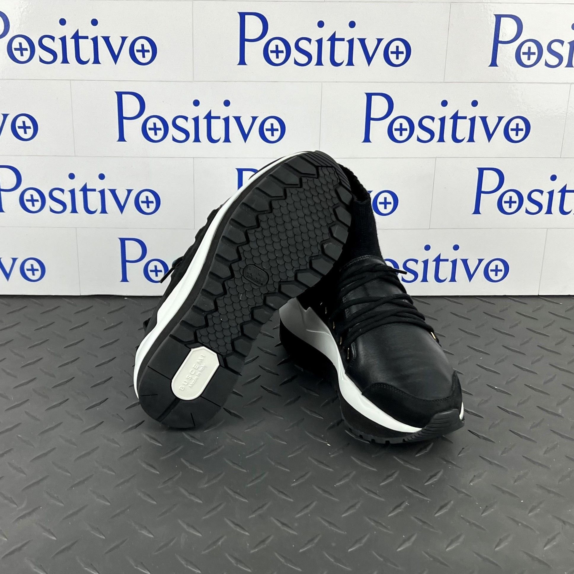 Buscemi Buscemi Run1 Sock Wedge Black Leather Sneakers US 7 Sample Size US 7 / IT 37 - 5 Thumbnail