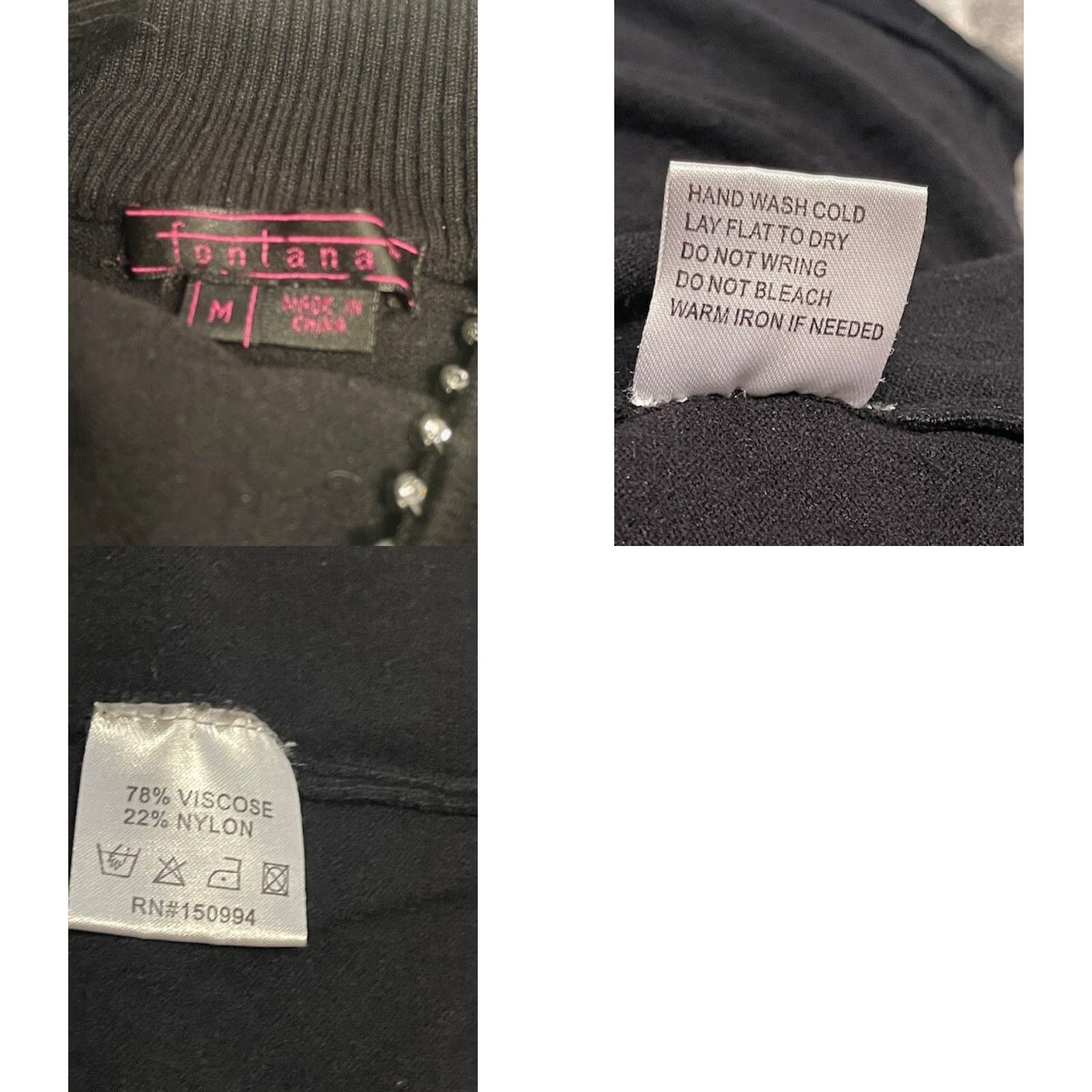 Vintage Fontana Jacket Womens M Rhinestones Zipper Bejeweled Full Zip 90s Y2K Black Size M / US 6-8 / IT 42-44 - 8 Thumbnail