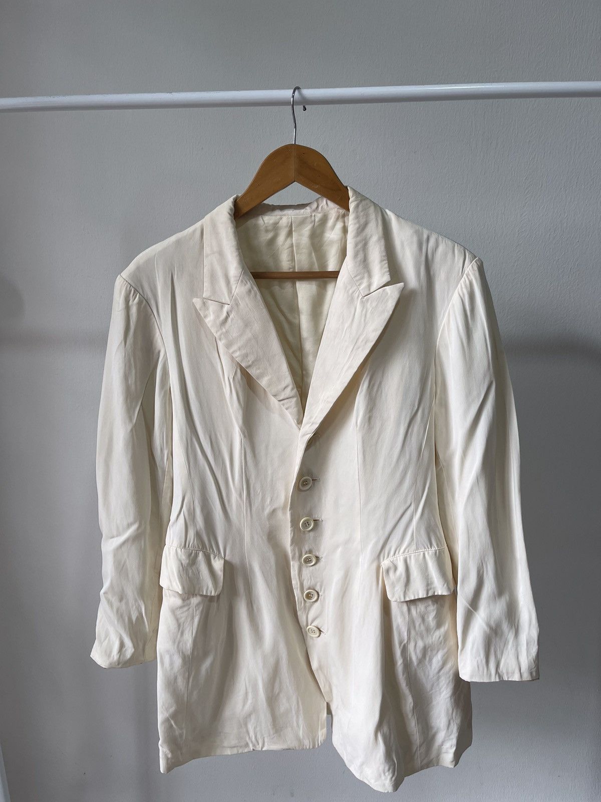 Y's × Yohji Yamamoto 80s Yohji Yamamoto Y’S white Cream Blazer Size M / US 6-8 / IT 42-44 - 2 Thumbnail