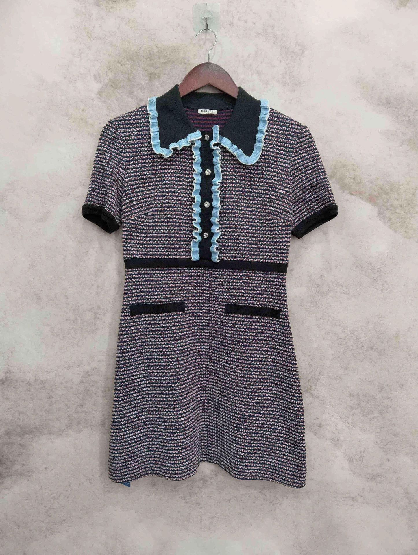 Miu Miu Miu Miu Ruffled Crystal Color Block Knit M Dress Size M / US 6-8 / IT 42-44 - 1 Thumbnail