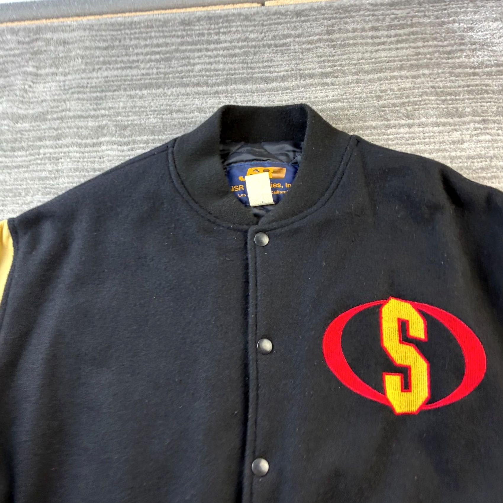 Vintage VINTAGE JSR Varsity Bomber Letterman Jacket Mens XL Black Wool Leather USA Made Size US XL / EU 56 / 4 - 3 Thumbnail