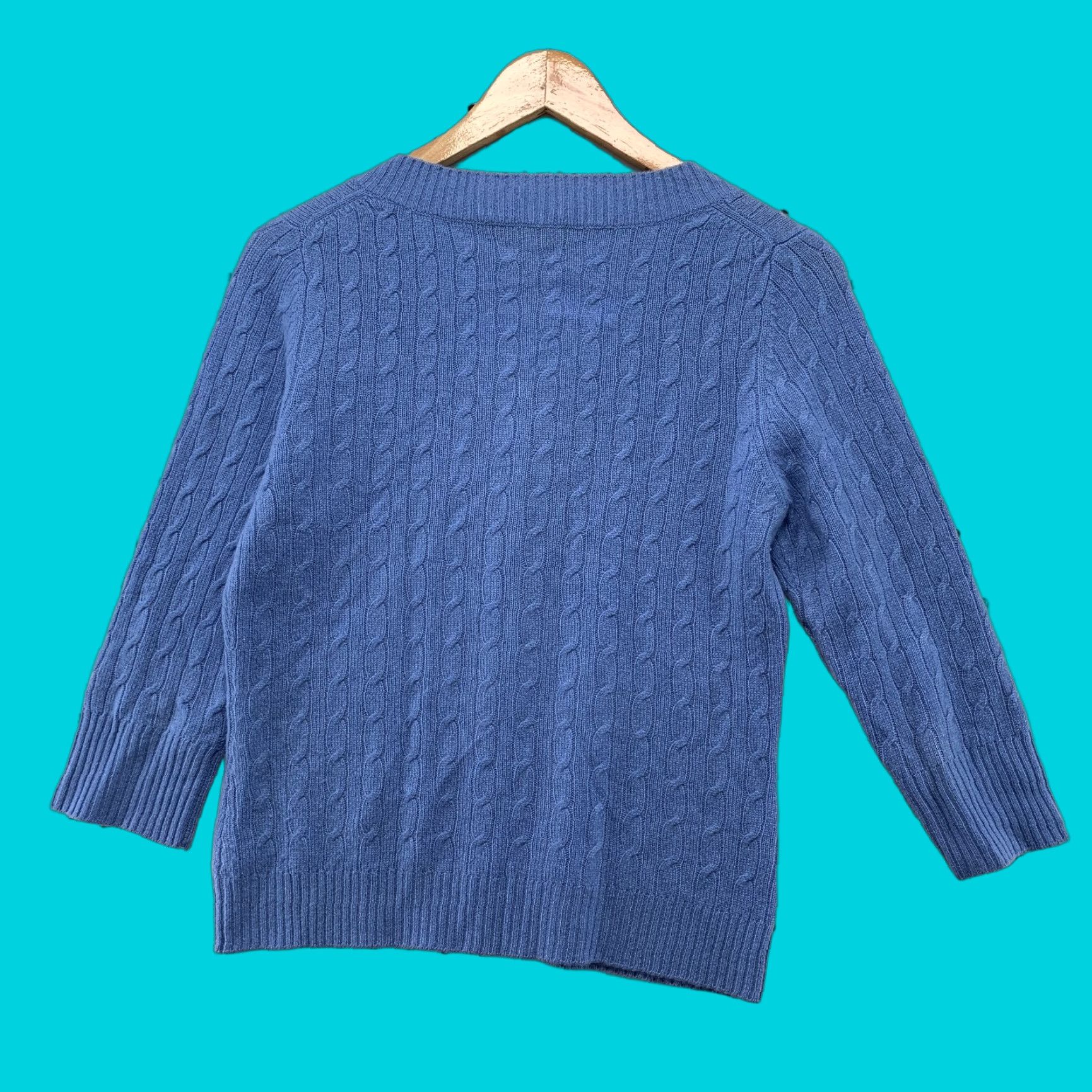 Vintage VINTAGE Simply Cashmere Cardigan Sweater Womens Medium Blue 100% Cashmere 3/4 Sleeve Size M / US 6-8 / IT 42-44 - 1 Thumbnail