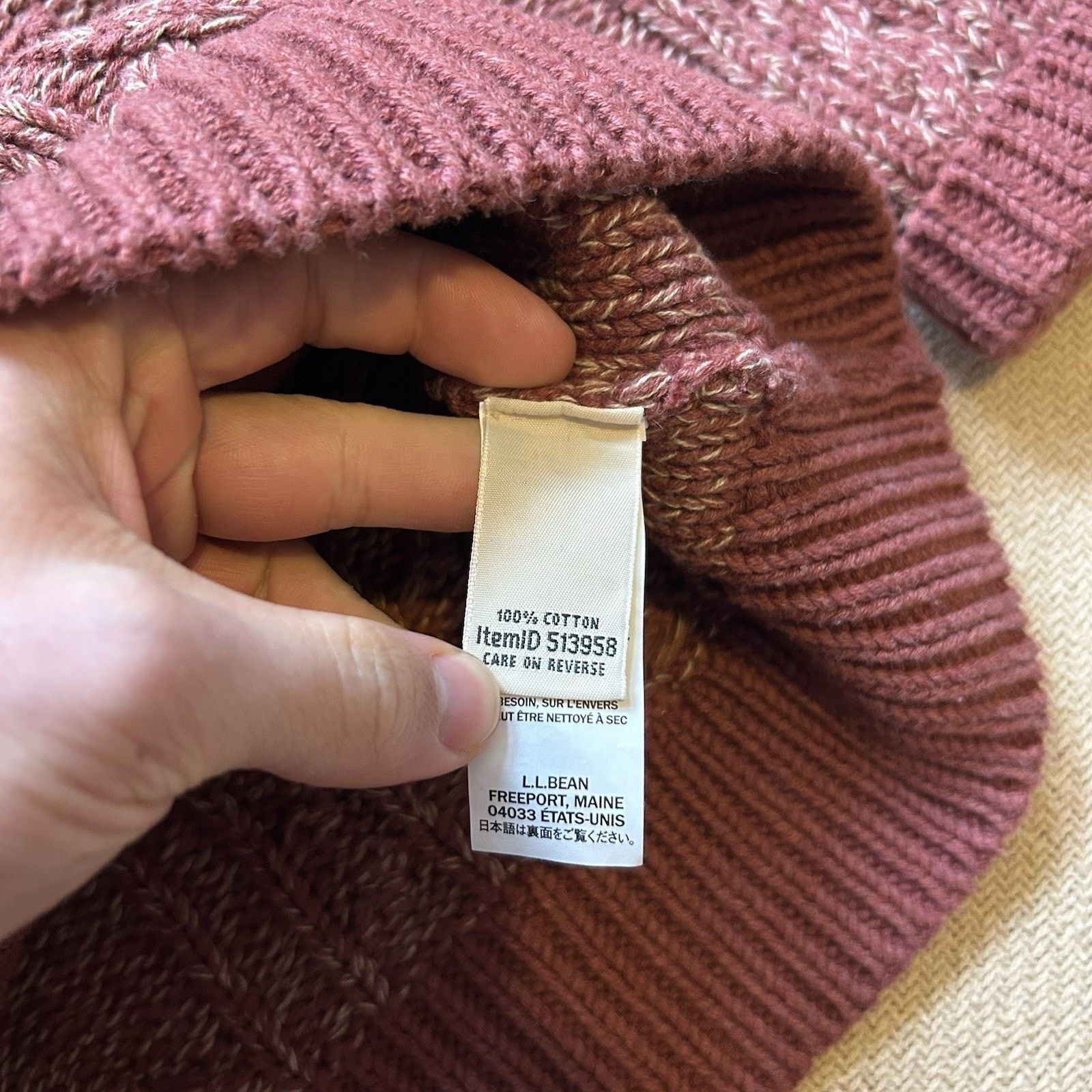 L.L. Bean Funnelneck Cable Knit Fisherman Kangaroo Pocket Sweater Size M / US 6-8 / IT 42-44 - 4 Thumbnail