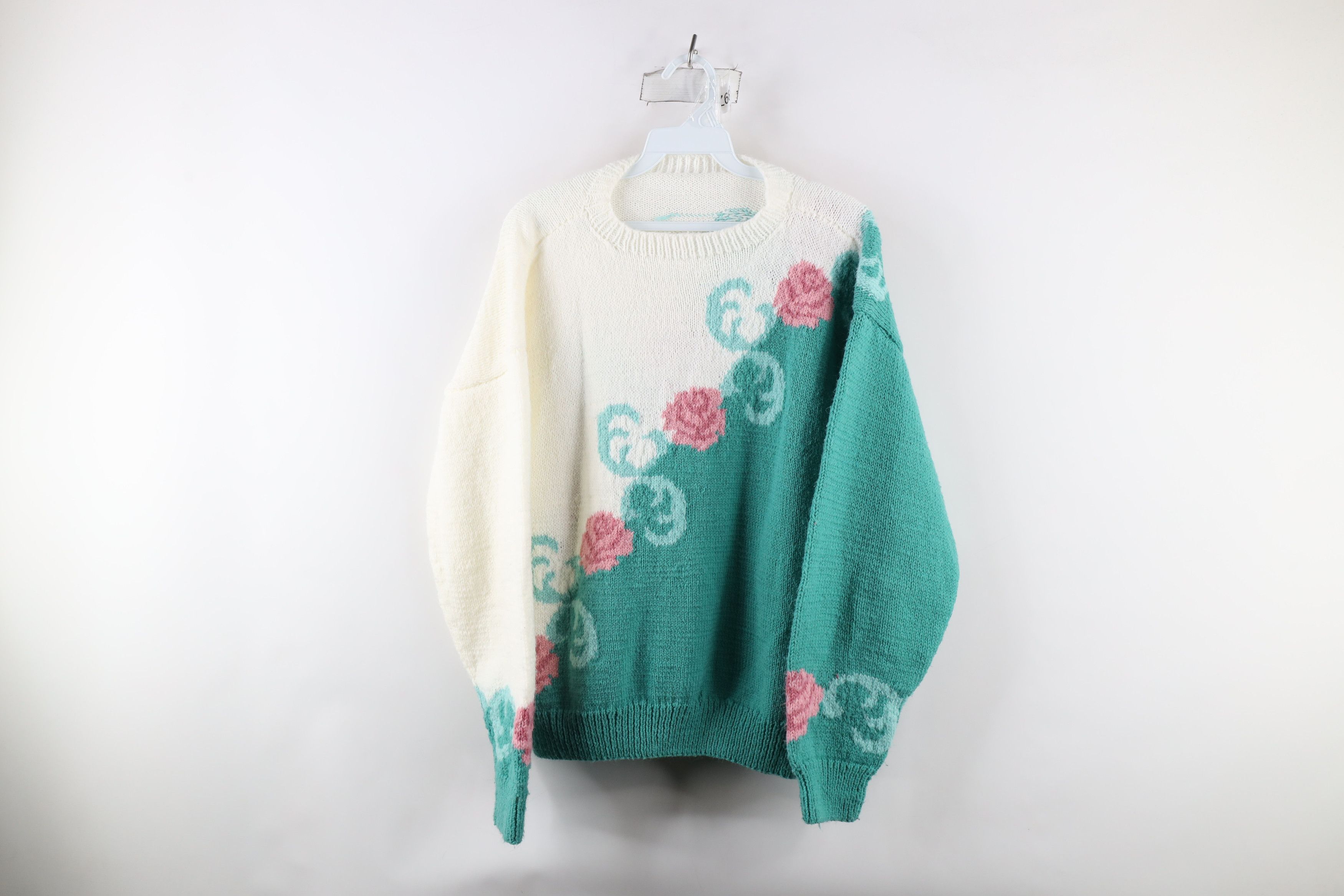 Vintage Vintage 90s Country Primitive Rose Flower Knit Sweater Size M / US 6-8 / IT 42-44 - 1 Thumbnail