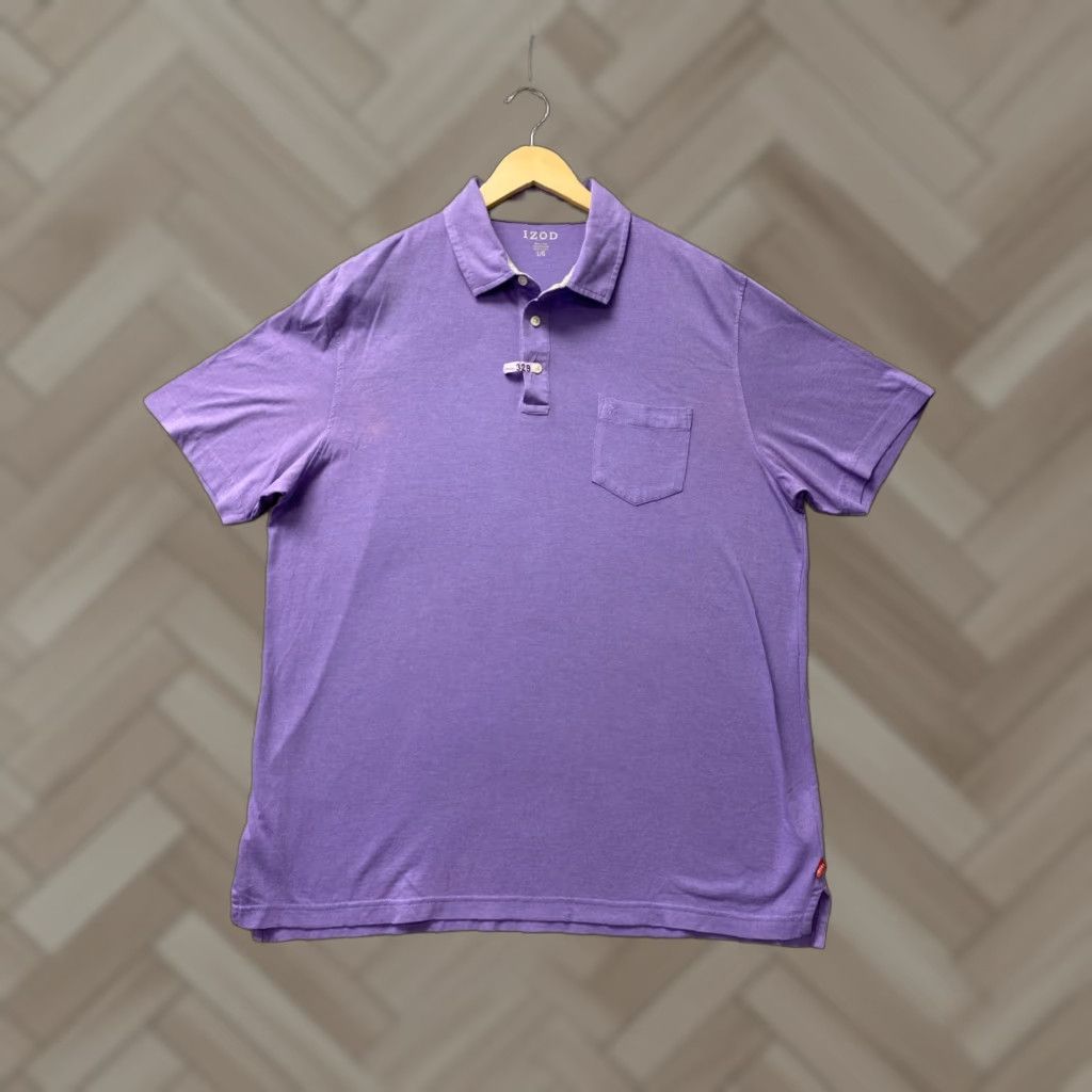 Izod VINTAGE Izod Men Polo Shirt Short Sleeve Crew Neck 100% Cotton Light Purple Mens Large Size US L / EU 52-54 / 3 - 1 Thumbnail