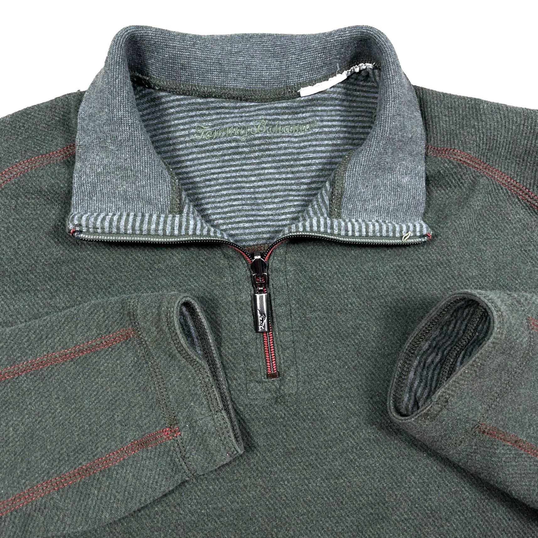 Tommy Bahama Tommy Bahama Sweater Men Large Green Pullover Quarter Zip Reversible Sweatshirt Size US L / EU 52-54 / 3 - 2 Thumbnail