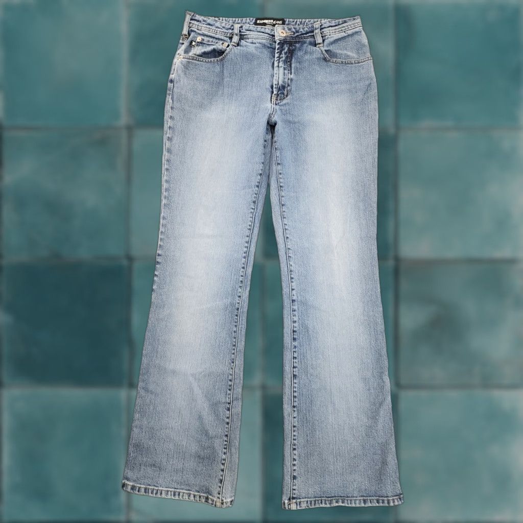VINTAGE 90s Express Women's Bootcut Jeans Size 12 Tall Light Wash