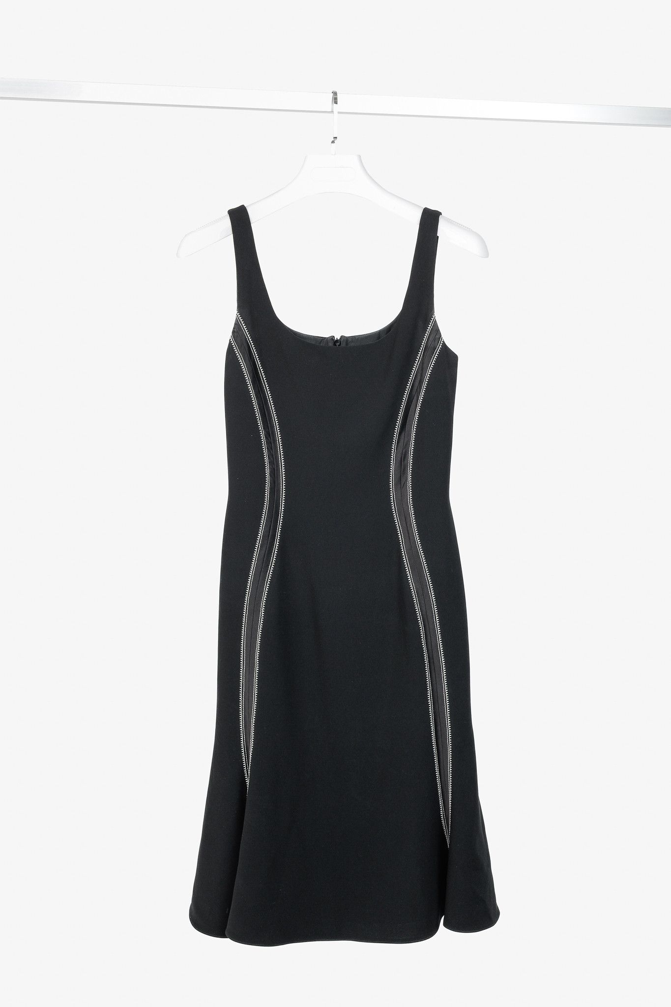 Altuzarra Altuzarra Black Crepe Satin-Trim Fluted-Hem Midi Dress Size S / US 4 / IT 40 - 1 Thumbnail