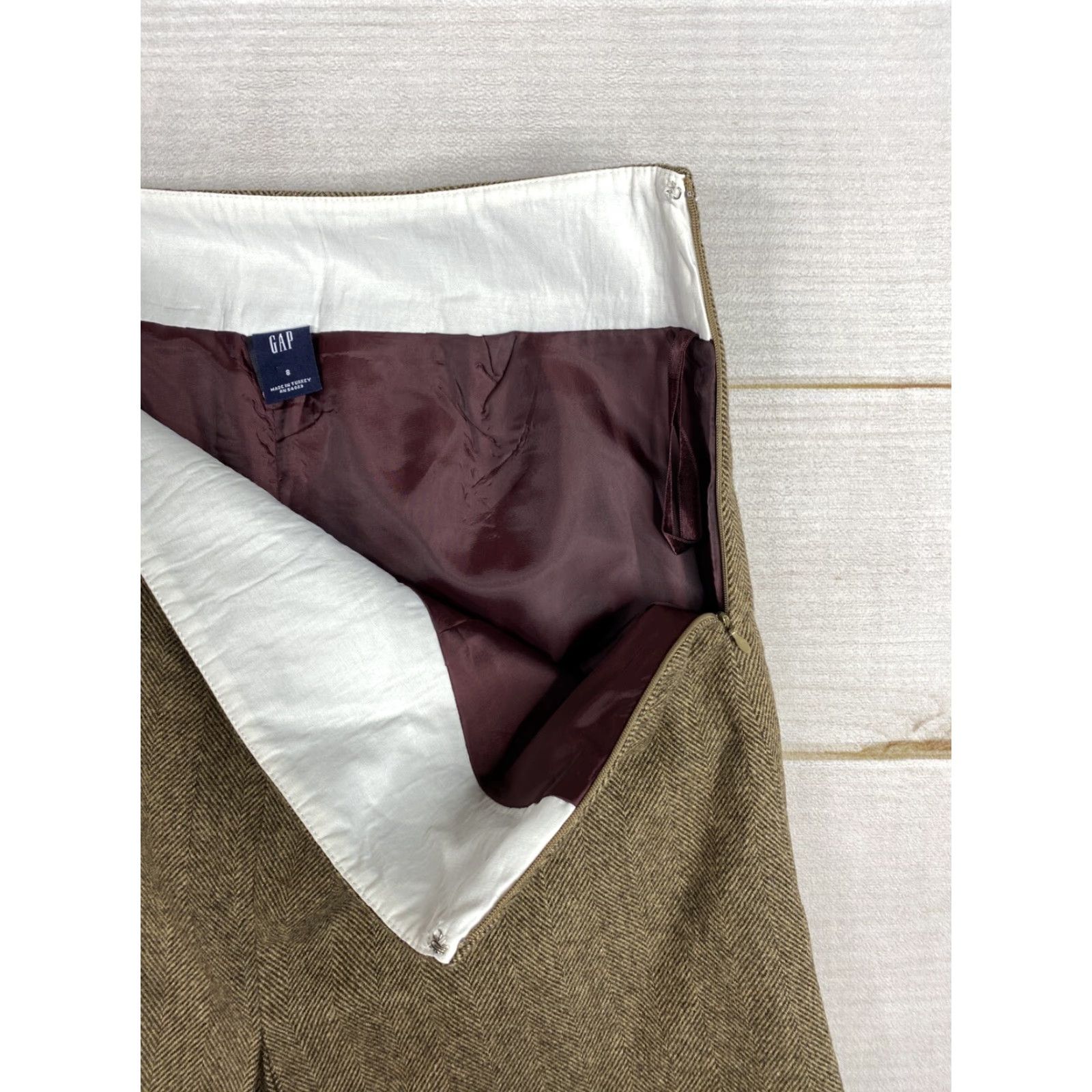Gap VINTAGE Gap Skirt Womens 8 Brown Lined Wool Blend Knee Length Side Zip Y2K Size 30" / US 8 / IT 44 - 6 Thumbnail