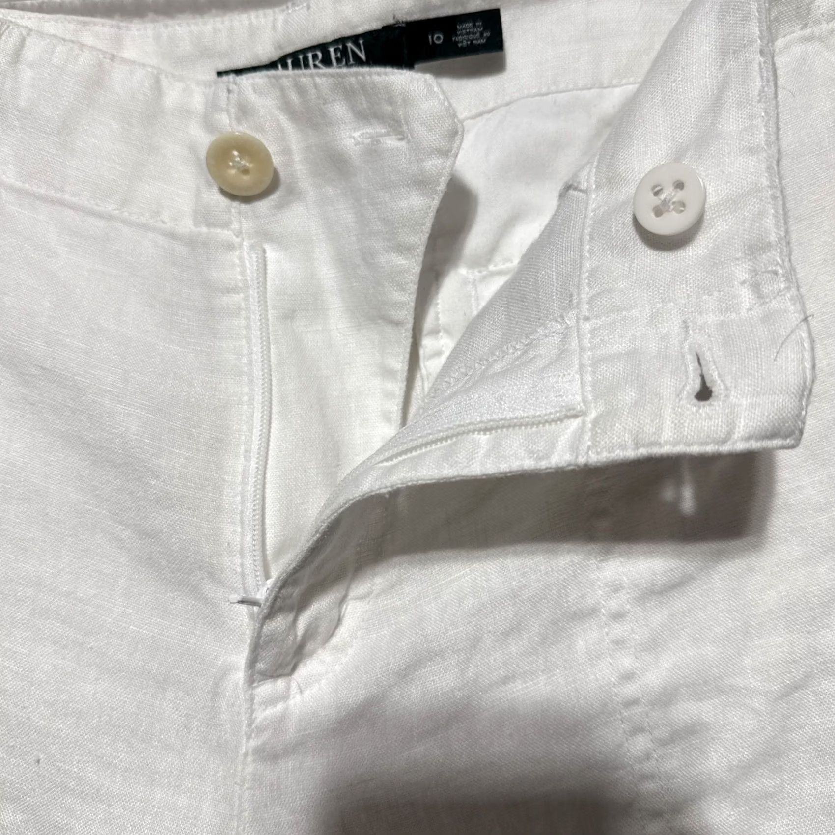 Ralph Lauren Lauren Ralph Lauren White Linen Cargo Pants Button Ankle Size 10 Women Regular Pocket Linen Crop Breathable Inseam 29.5” Size 10 Womens Size 32" / US 10 / IT 46 - 5 Thumbnail
