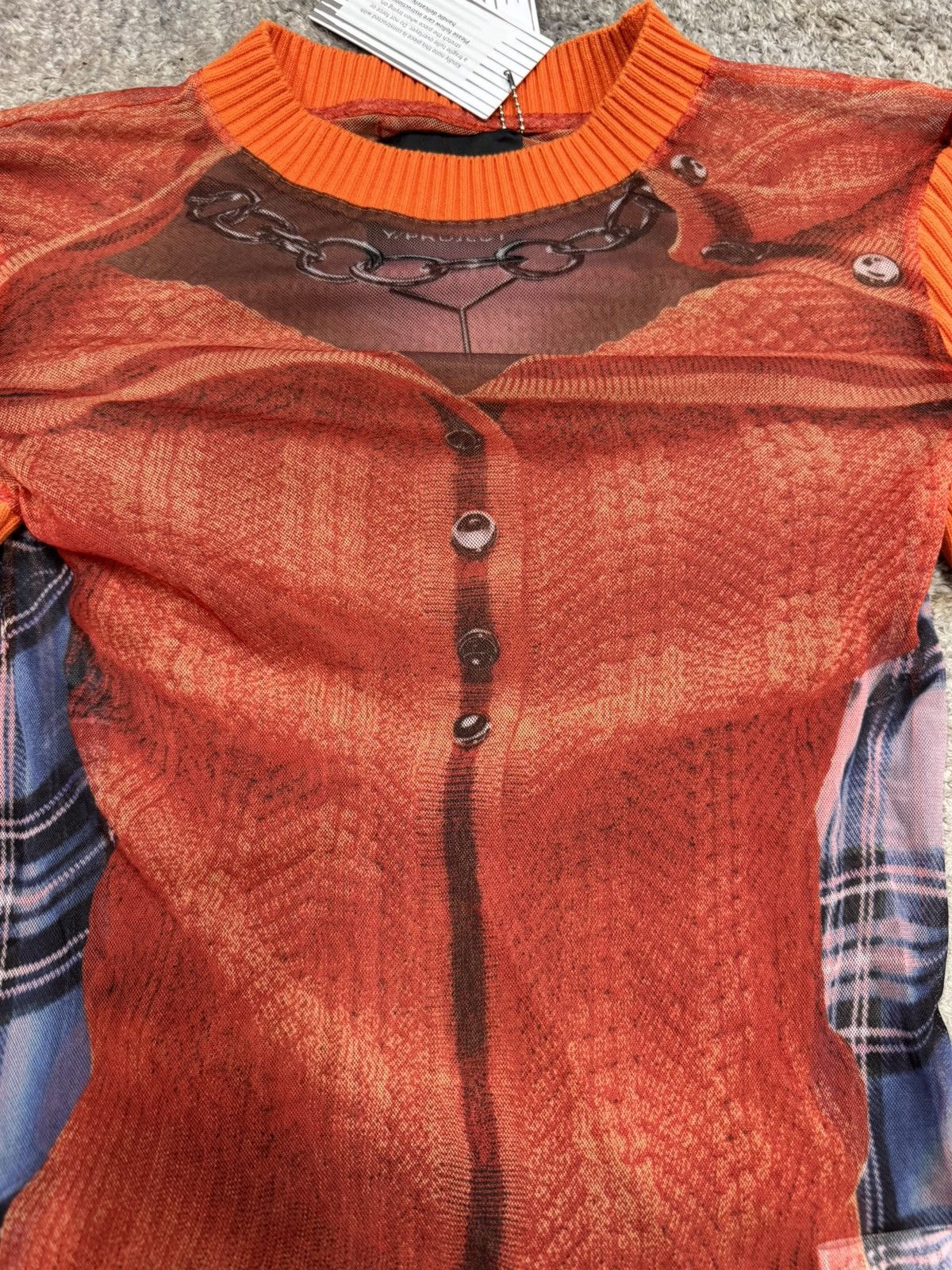 Jean Paul Gaultier × Y/Project Trompe-l'oeil Ruffle Cardigan Top Burnt Orange Size XS / US 0-2 / IT 36-38 - 3 Thumbnail