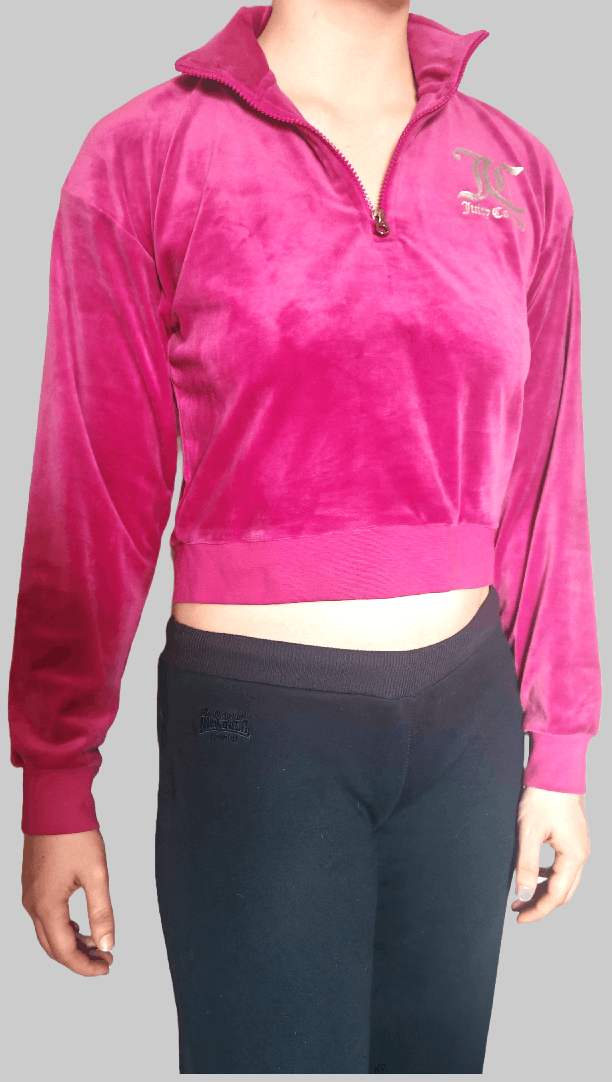 Juicy Couture Pink Juicy Couture Velour Cropped Zip Up Sweatshirt Size M / US 6-8 / IT 42-44 - 1 Thumbnail