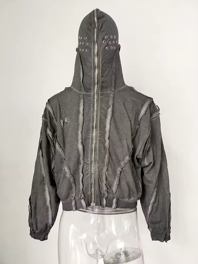 Designer Outdoor Streetwear Design Hole High Street Zipper Hoodie Size US L / EU 52-54 / 3 - 2 Thumbnail