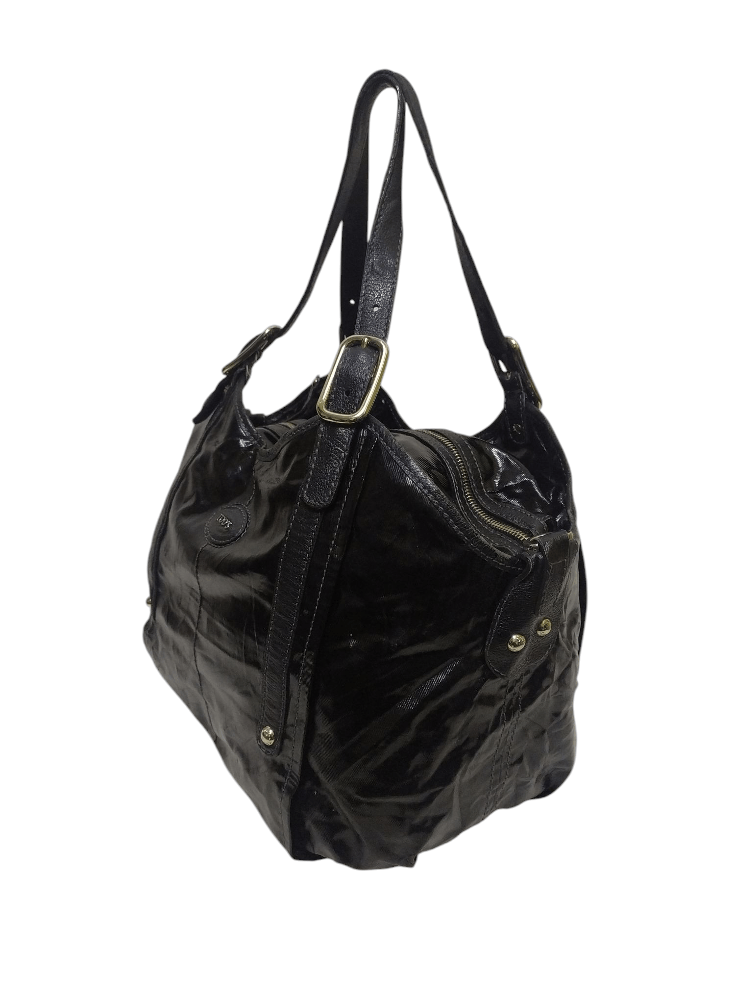 Tod's TOD'S Black Leather Trim Black Front Logo 2 Way Shoulder Bag Size ONE SIZE - 5 Thumbnail