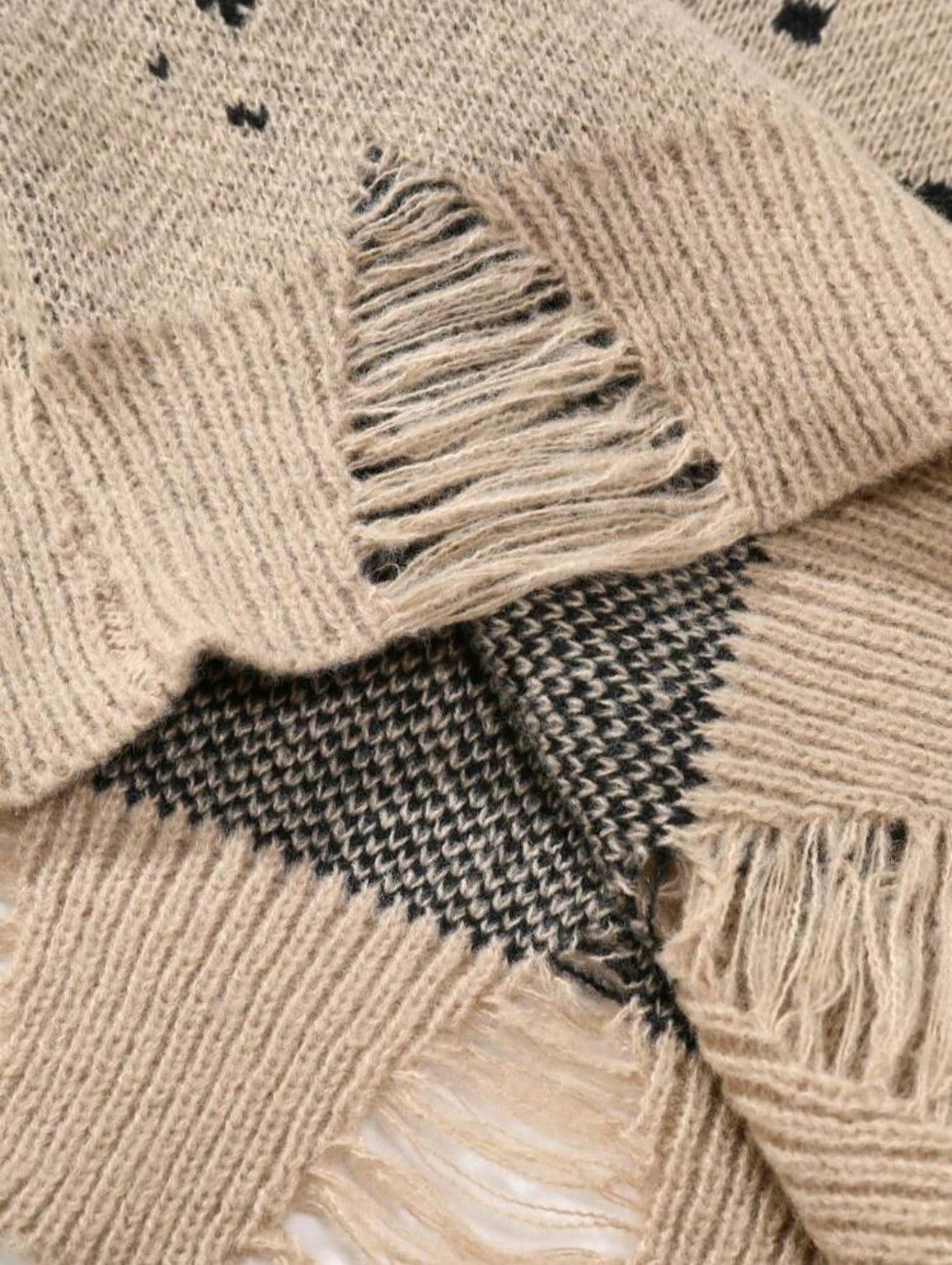 Japanese Brand Ripped Trim Dropped Knitted Sweater Size US XXL / EU 58 / 5 - 6 Thumbnail