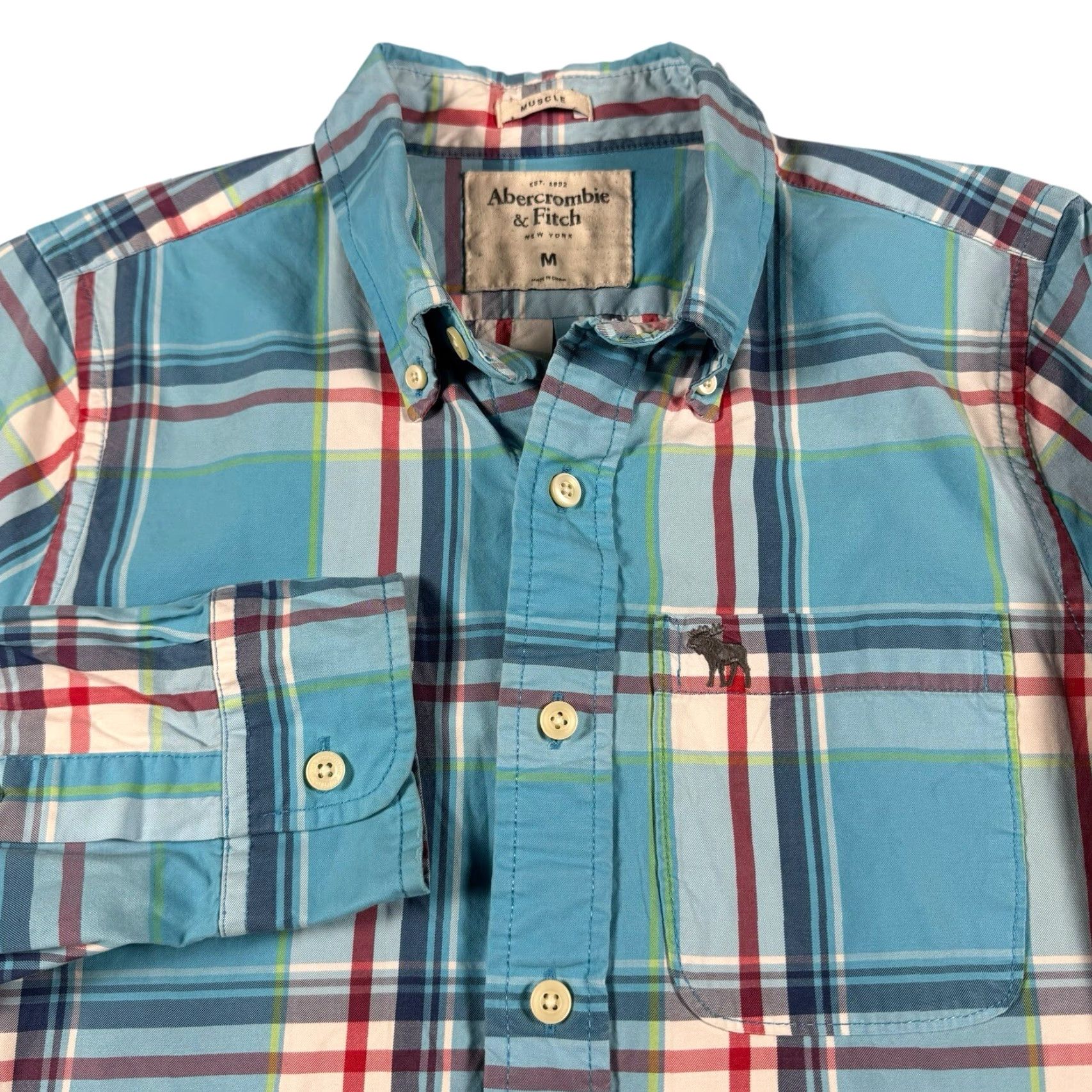 Abercrombie & Fitch VINTAGE Abercrombie & Fitch Muscle Shirt Mens Medium Moose Logo Preppy Casual Shirt Size US M / EU 48-50 / 2 - 2 Thumbnail