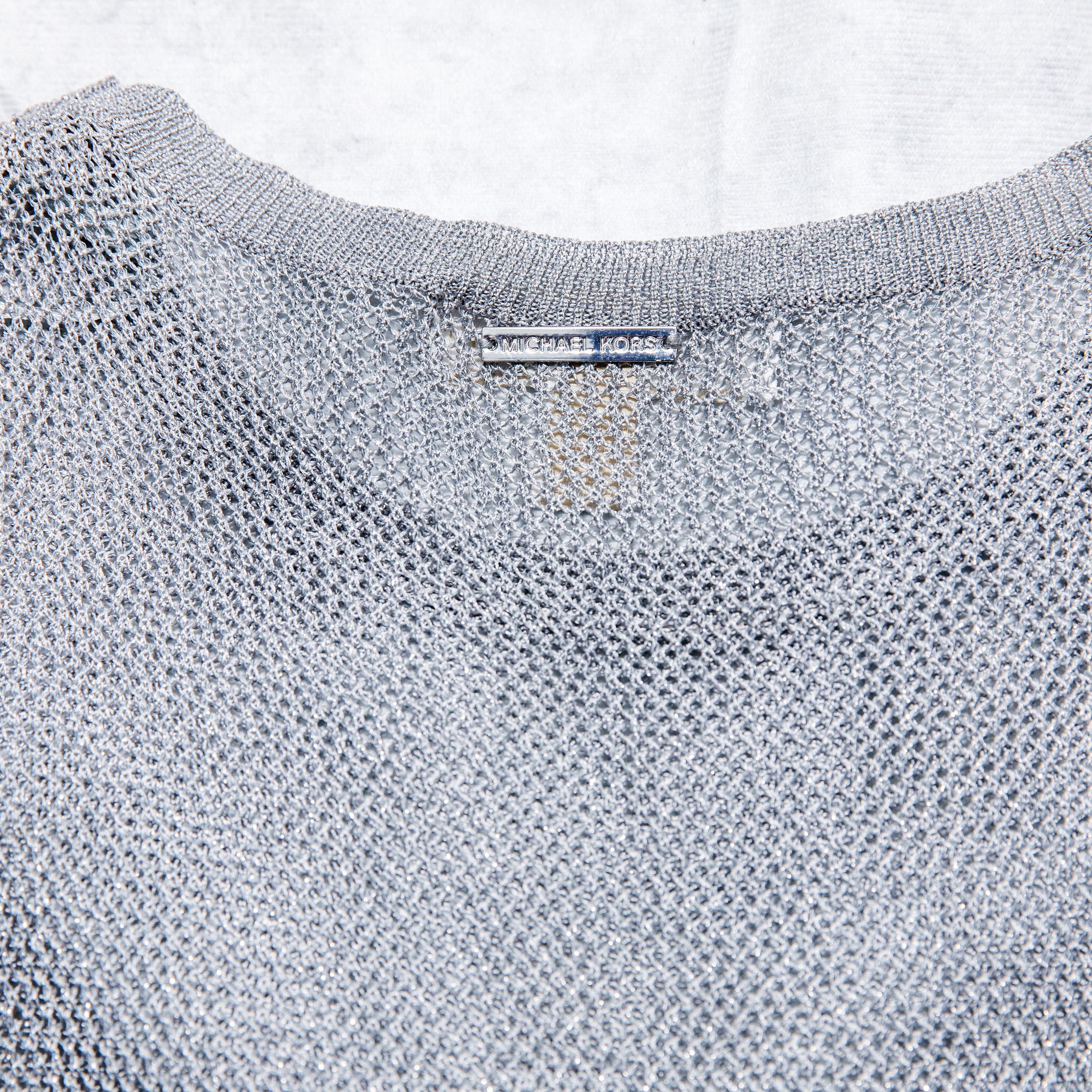 Michael Kors Michael Kors Crochet Metallic Silver Grey Top Rayon Size S / US 4 / IT 40 - 8 Thumbnail