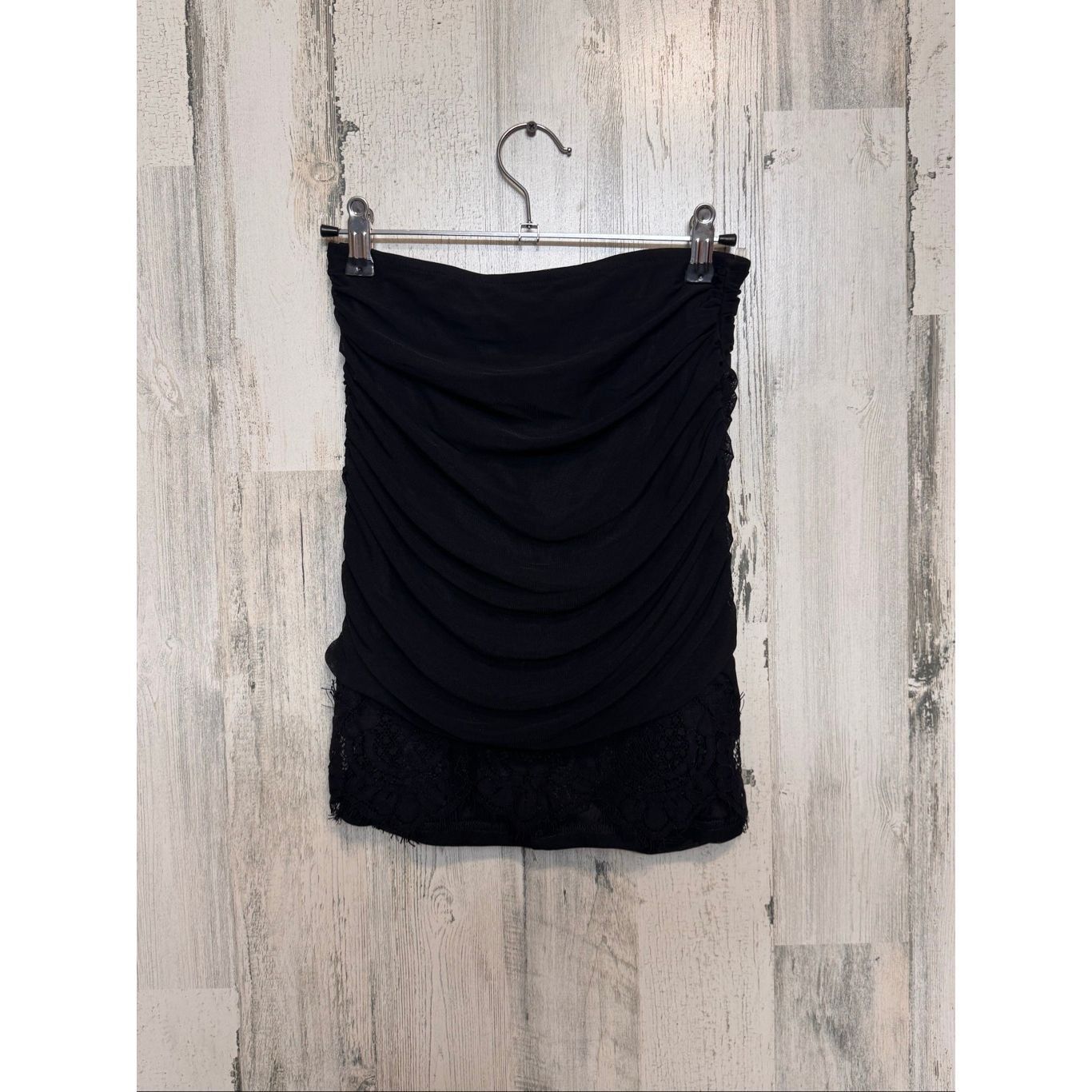 Other Windsor Privy Black Ruched Lace Mini Skirt | Bodycon Dressy Size 30" / US 8 / IT 44 - 1 Thumbnail