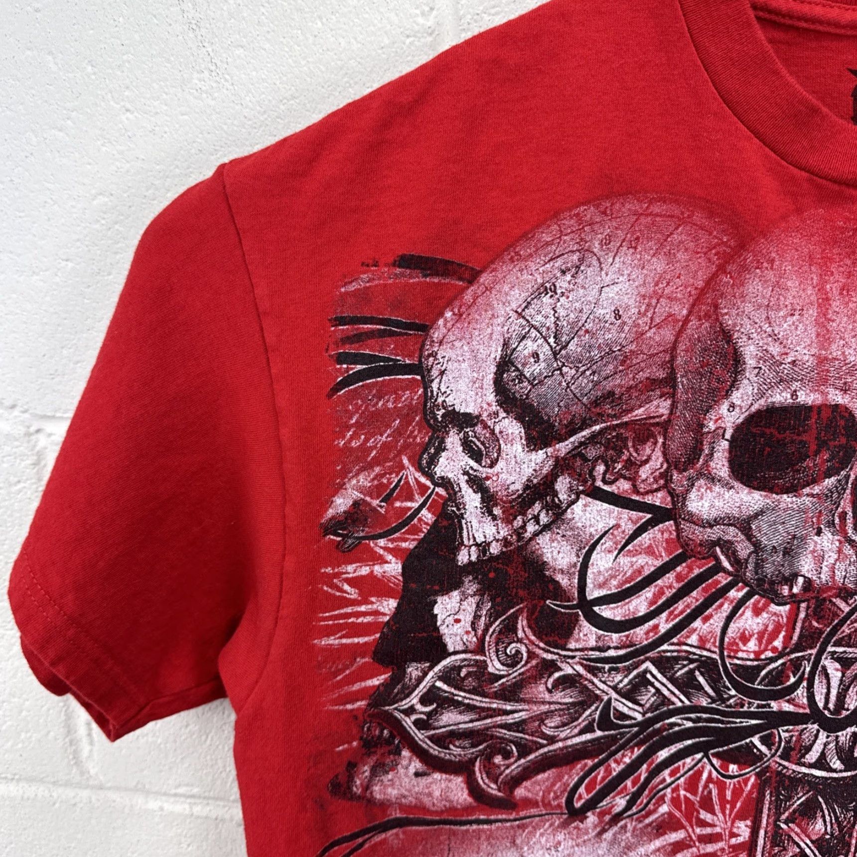 Vintage VINTAGE MMA Elite T Shirt Large Red Cotton Graphic Print Skull Cross Grunge Gothic 90s Y2K Men Mens Size US L / EU 52-54 / 3 - 5 Thumbnail
