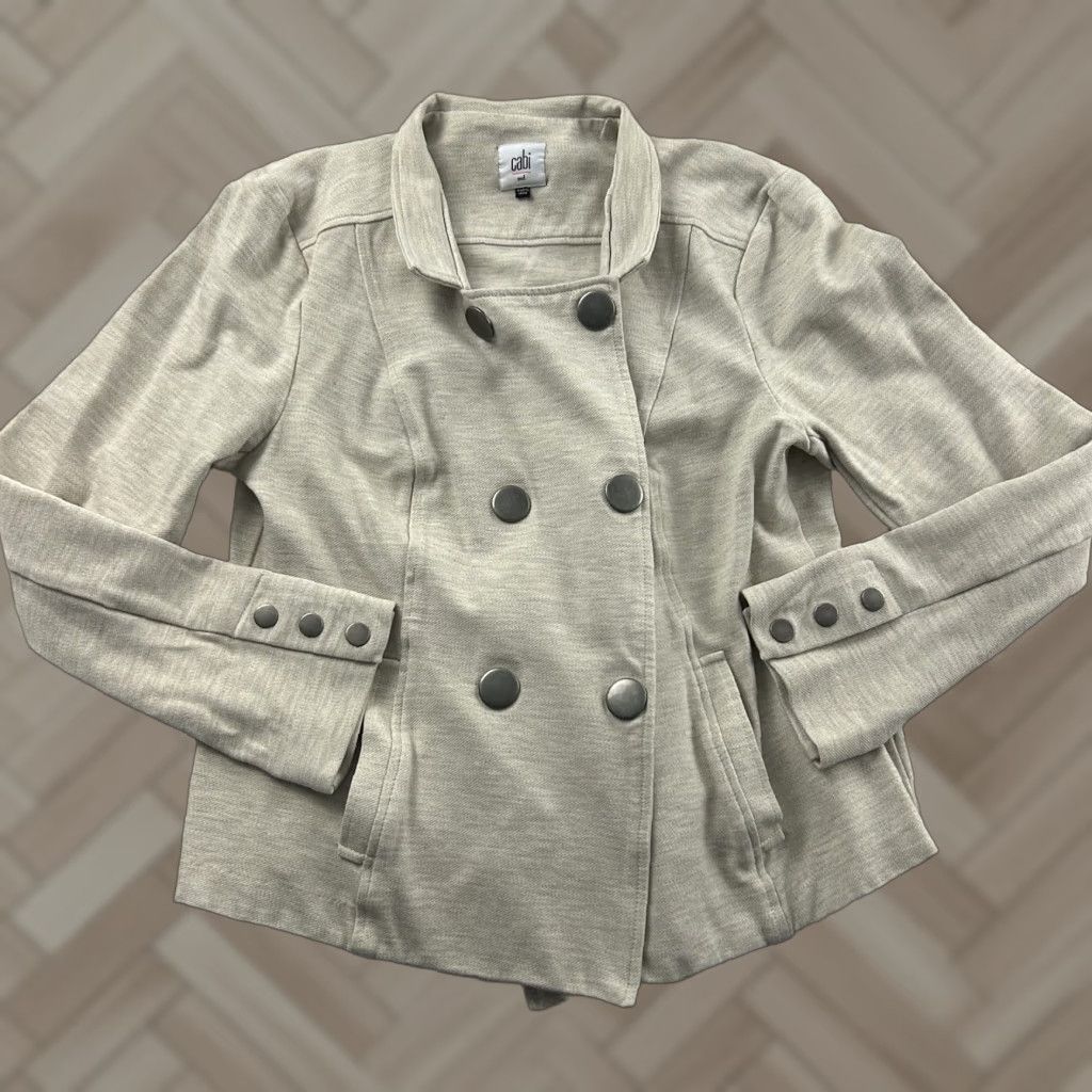 Vintage Cabi Blazer Shirt Women's M Beige Snap Button Casual Jacket Size M / US 6-8 / IT 42-44 - 1 Thumbnail
