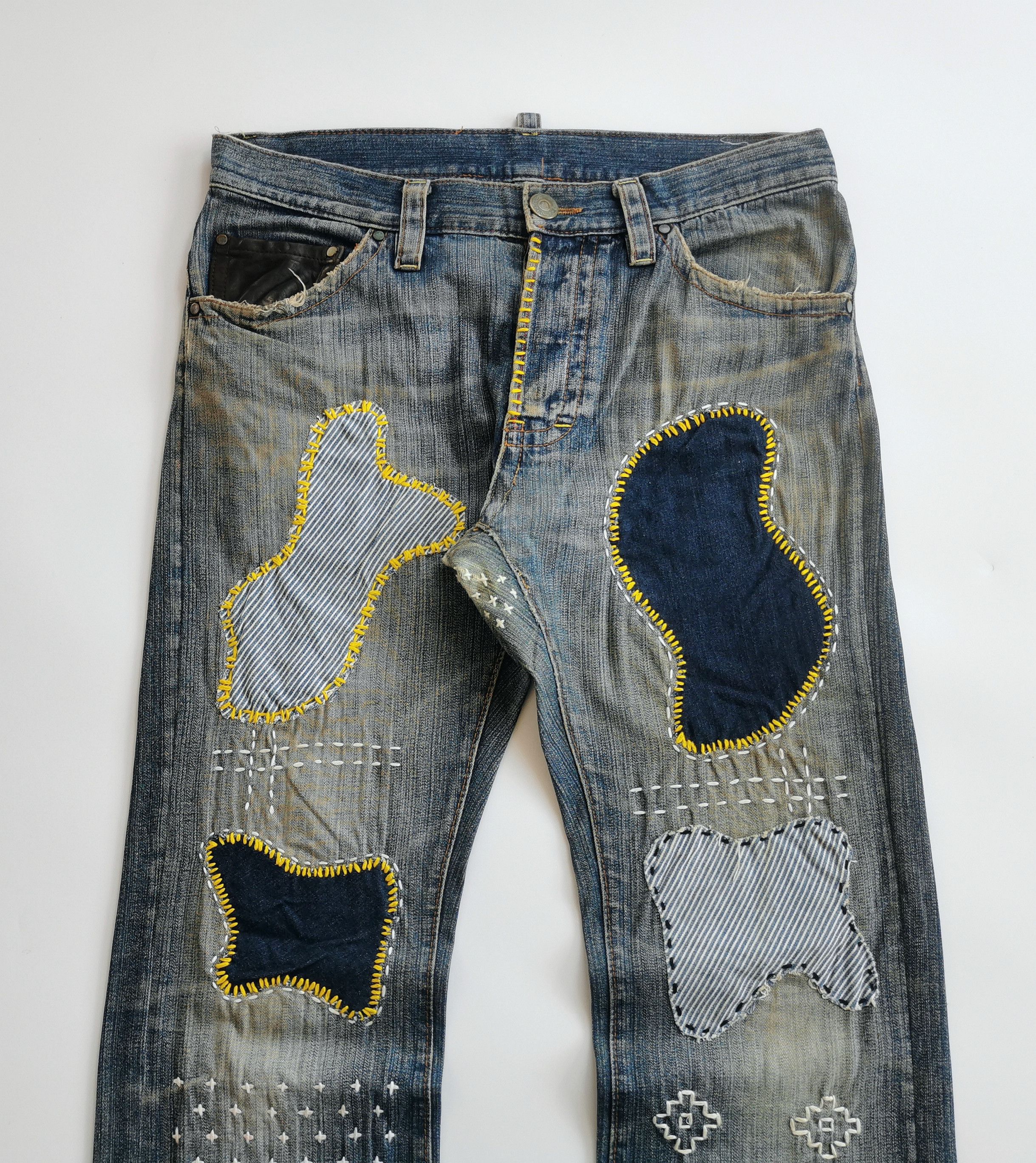 Dsquared2 Flare Mudwash Jeans Dsquared2 Patchwork Sashiko Size US 34 / EU 50 - 1 Thumbnail