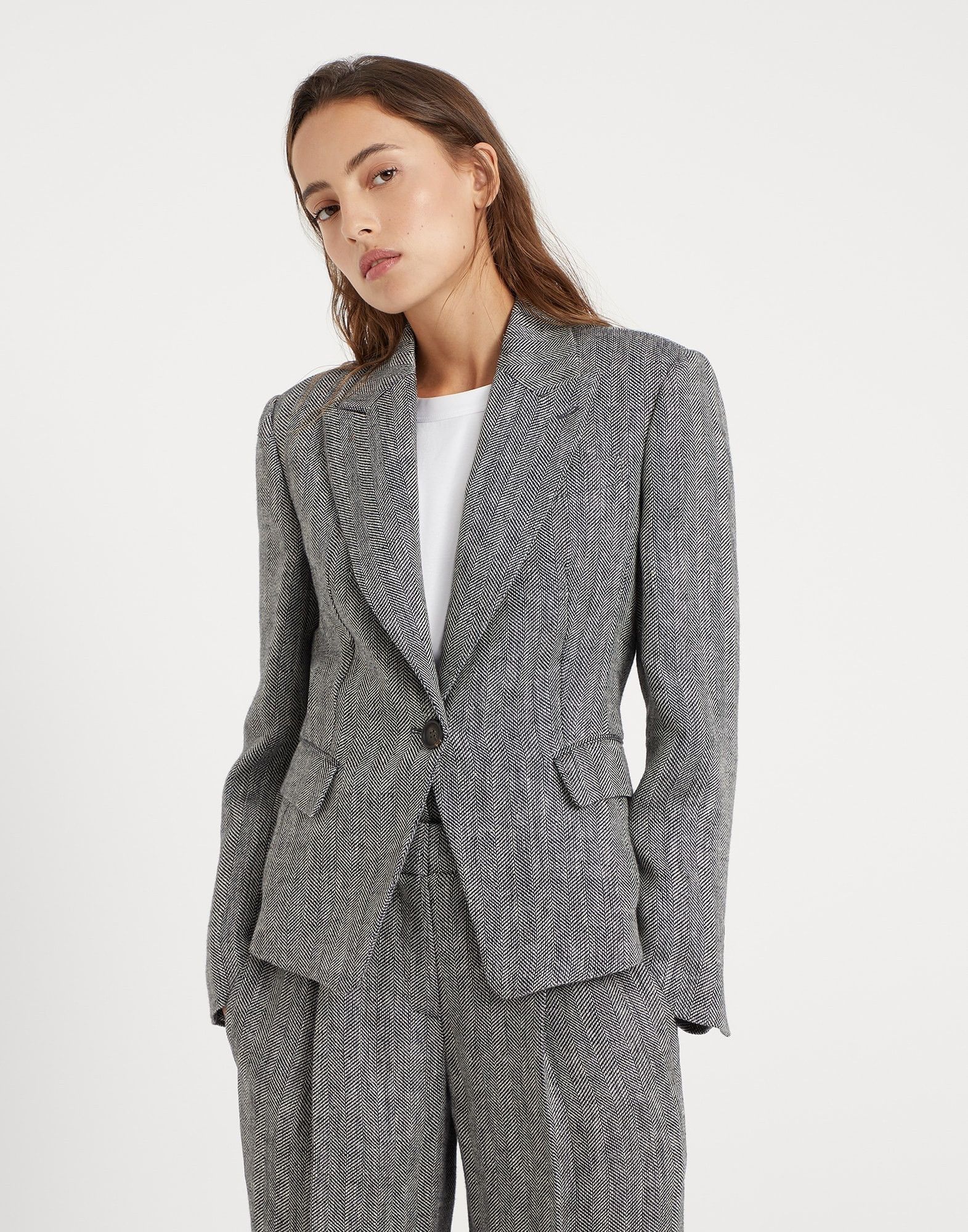 Brunello Cucinelli o1y0725 Blazer in Gray Size S / US 4 / IT 40 - 1 Thumbnail