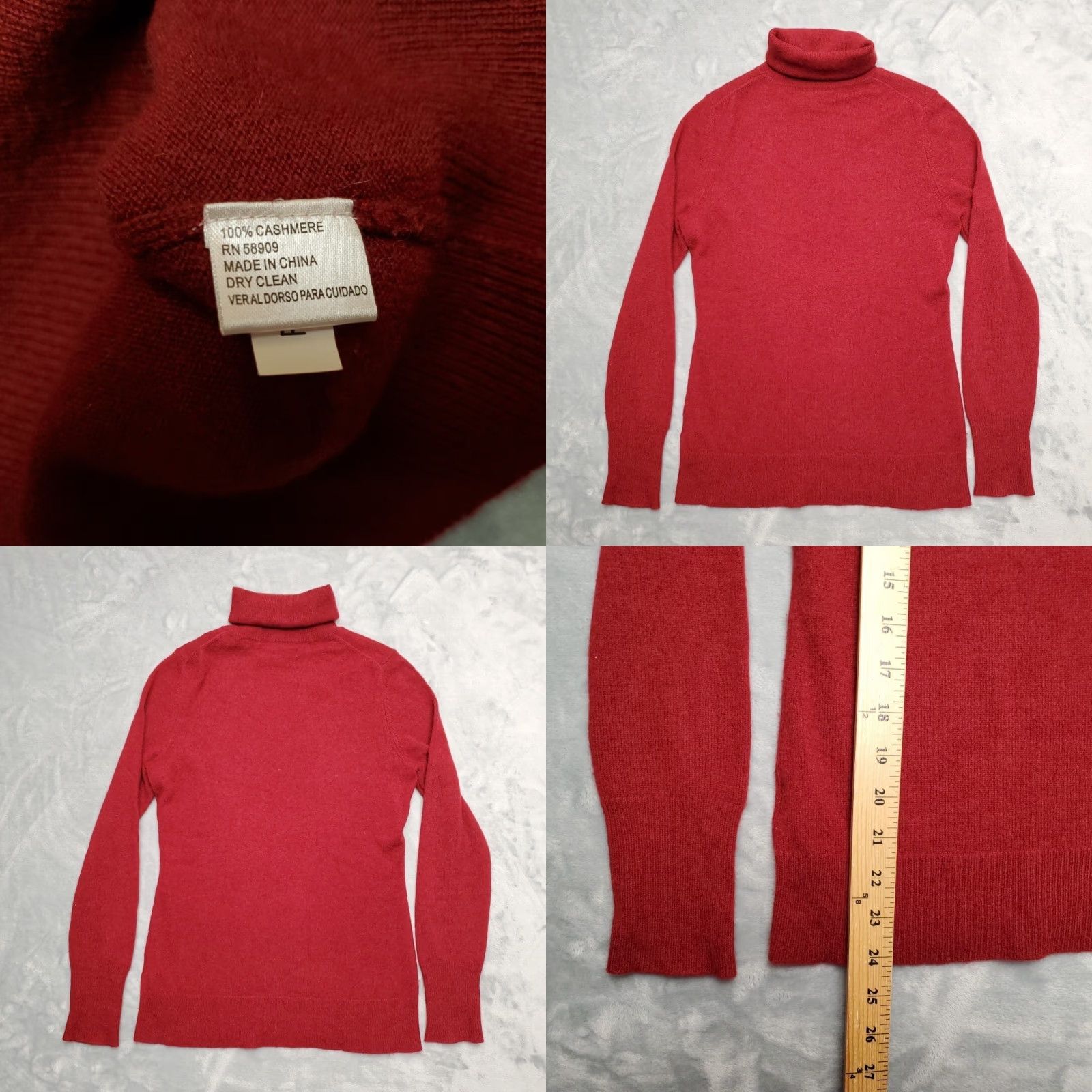 Vintage Alex Marie Sweater Womens S Maroon 100% Cashmere Wool Turtle Neck Classic READ Cardigan Knit Long Sleeve Pockets Solid Casual Red 1990s Womens Size S / US 4 / IT 40 - 8 Thumbnail