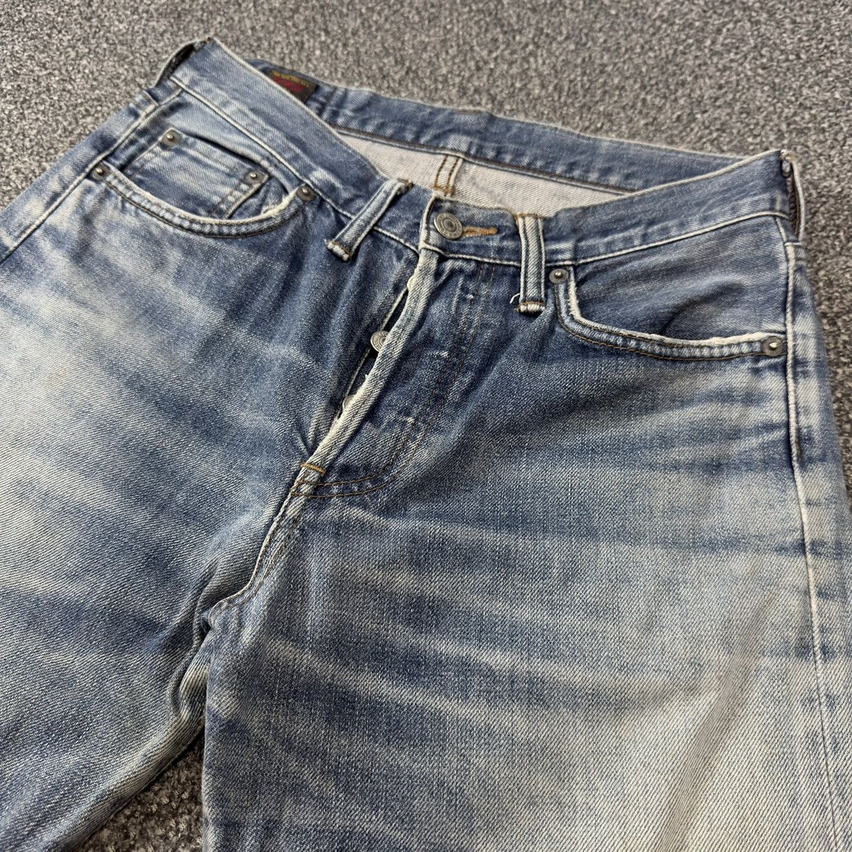 Edwin Vintage 90s Distressed Heavy Faded Wash Japanese Denim Jeans Size US 29 - 3 Thumbnail