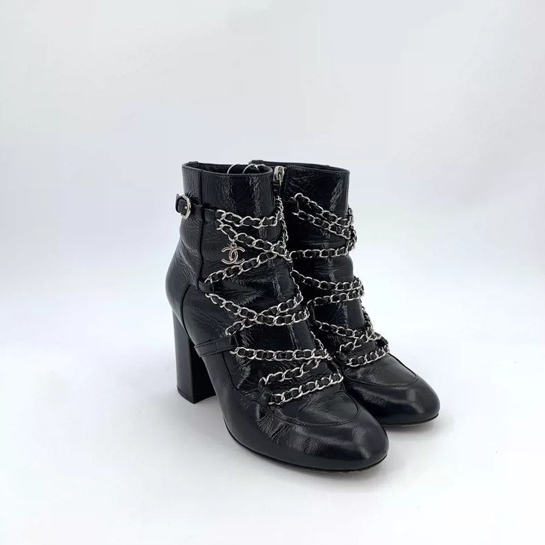 Chanel Chanel Black Chain Design Short Heels -2505 Size US 6.5 / IT 36.5 - 2 Thumbnail