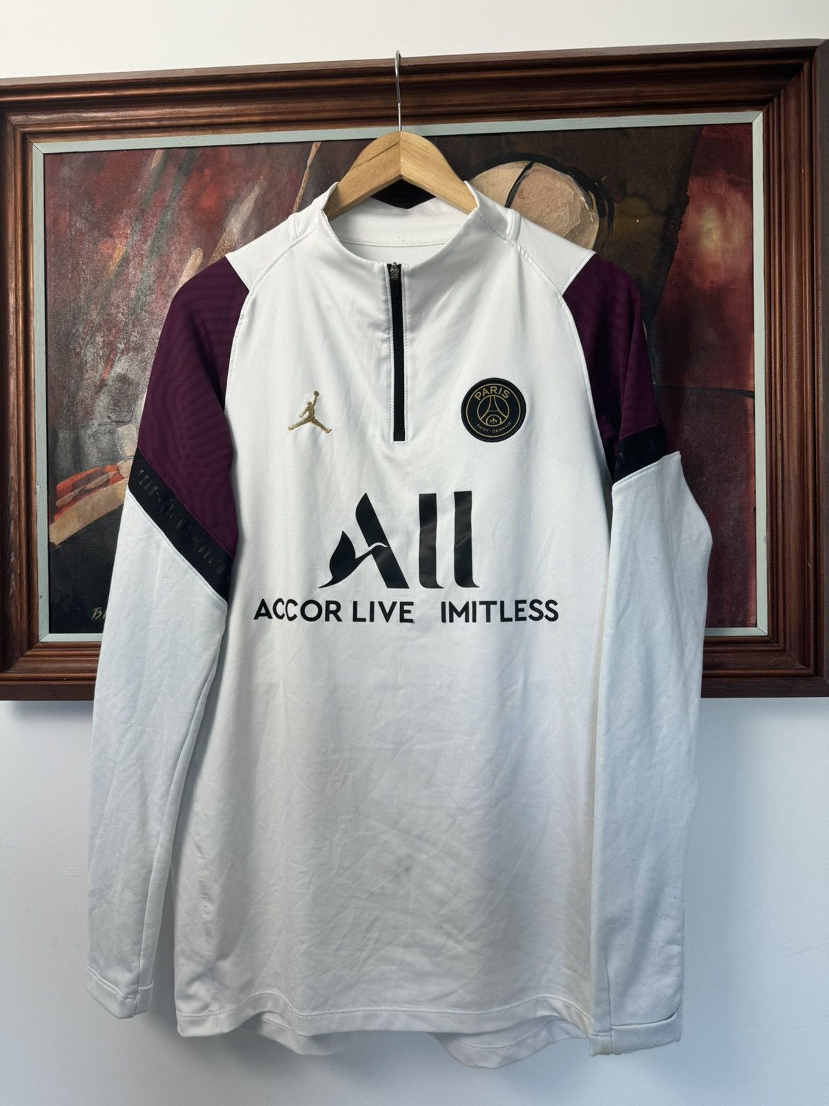 Nike Soccer Jersey Sportswear PSG Paris Nike Jordan Training Track Top Jersey Zip Drill Grailed