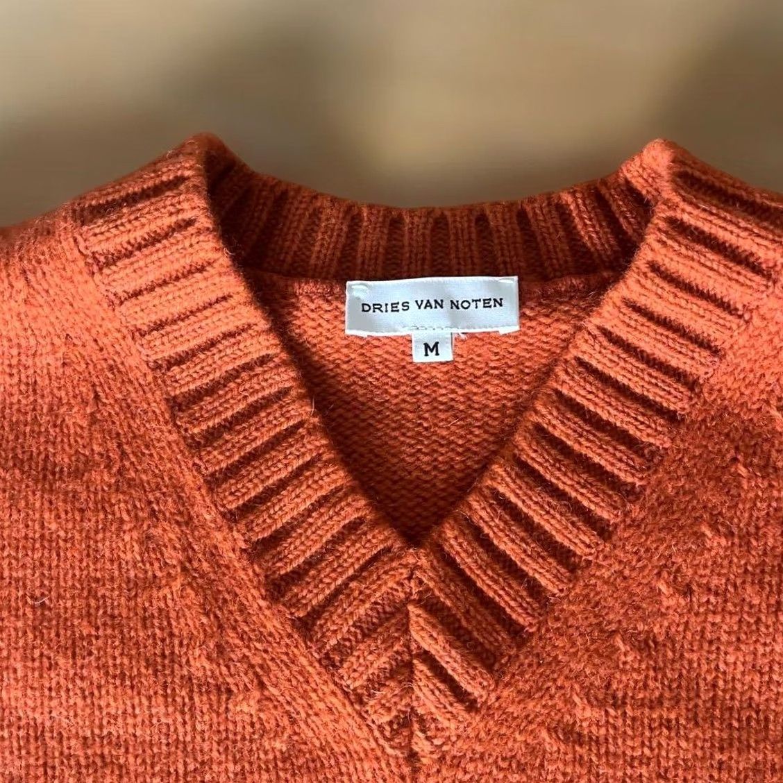 Dries Van Noten VINTAGE Dries Van Noten Sweater Orange V-Neck M 90s 2000s New Men Size US M / EU 48-50 / 2 - 2 Thumbnail