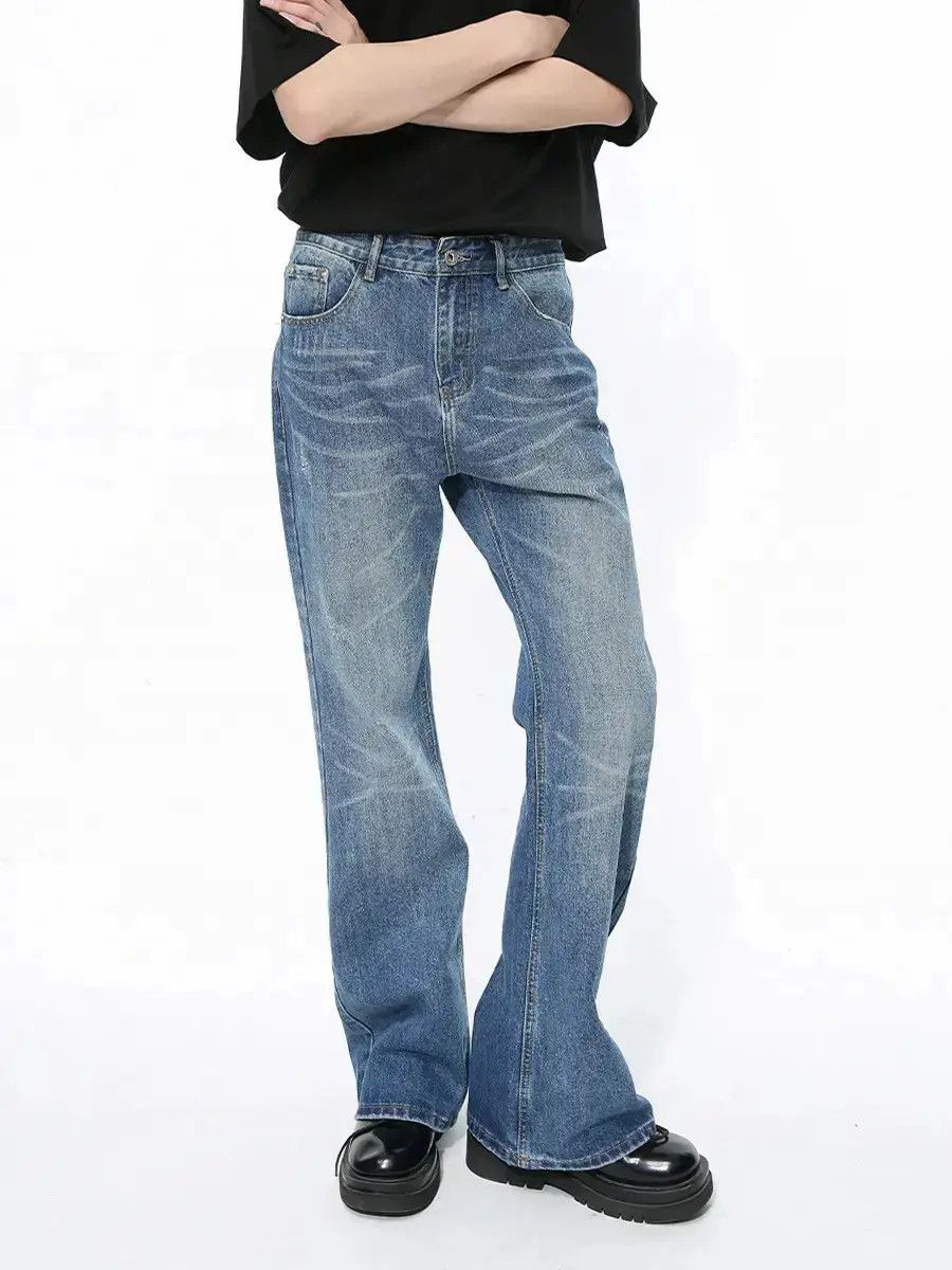 Japanese Brand Retro loose water ripple micro flared jeans Size US 32 / EU 48 - 3 Thumbnail