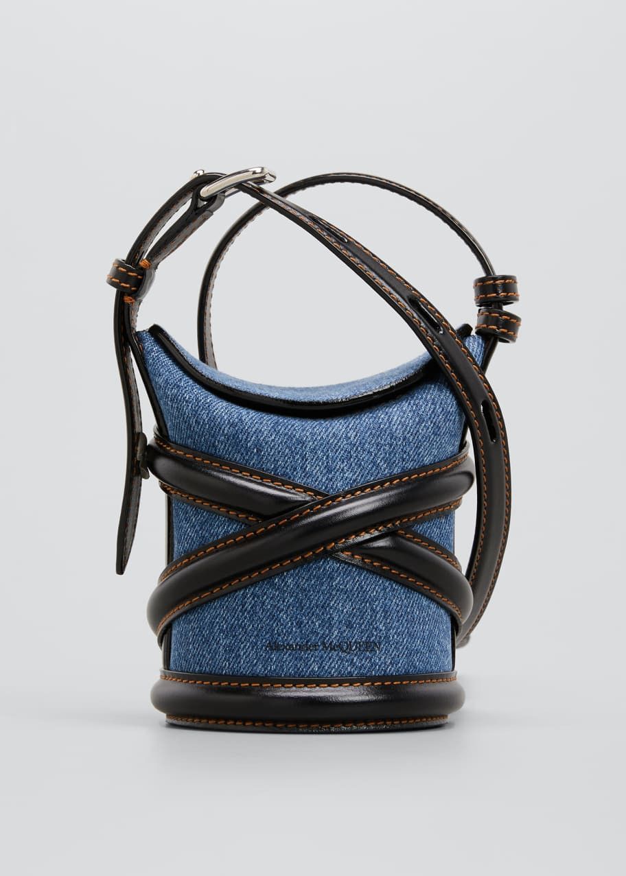 Alexander McQueen ALEXANDER MCQUEEN Curve compact denim leather bucket bag q Size ONE SIZE - 1 Thumbnail