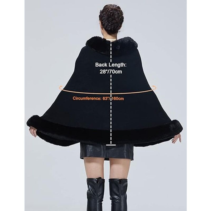 Other SUFCOMOU Women Faux Fur Shawl Wrap Cape with Fur Trim Size ONE SIZE - 4 Thumbnail