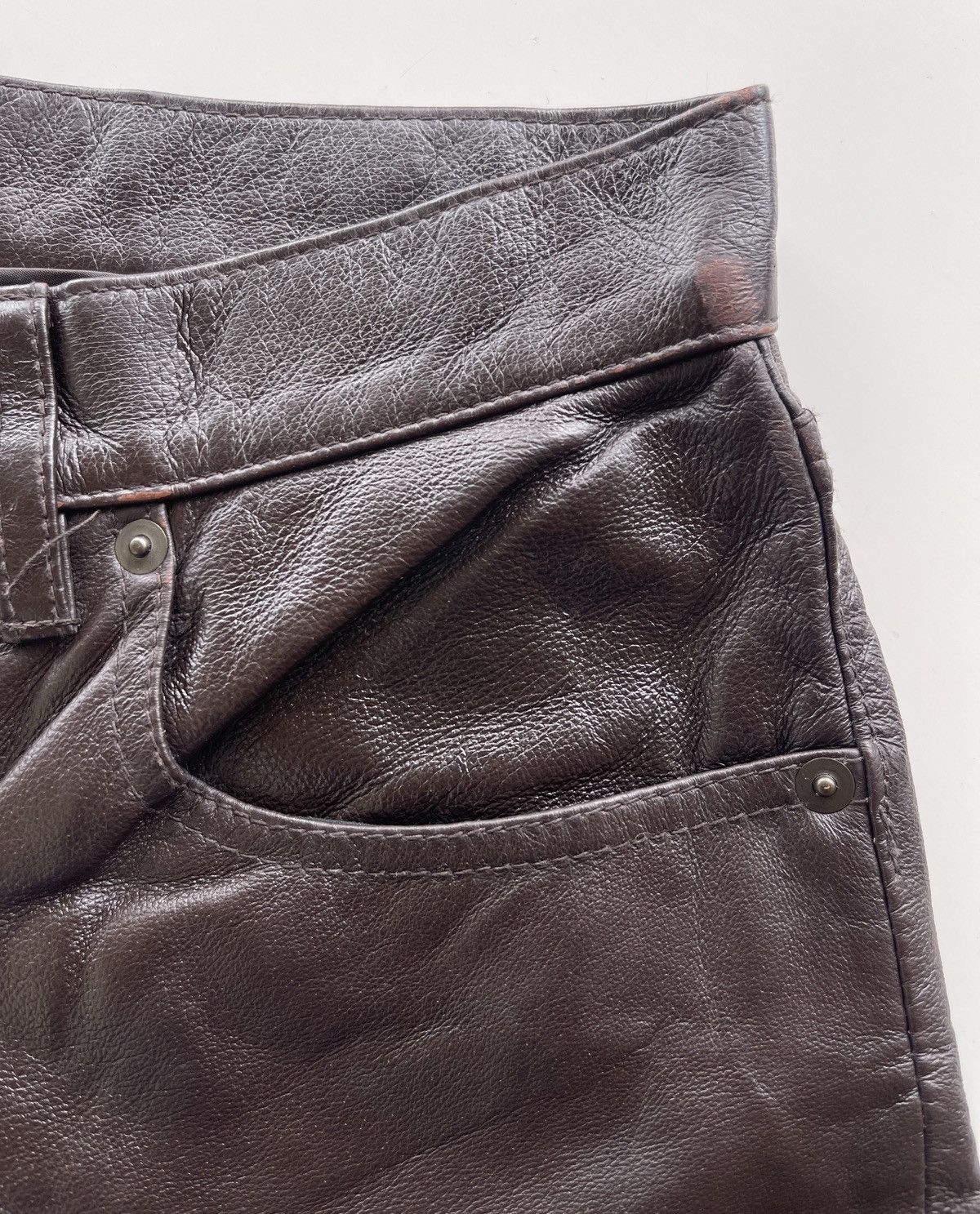 PPFM PPFM Dark Brown Leather Pants Size US 28 / EU 44 - 6 Thumbnail