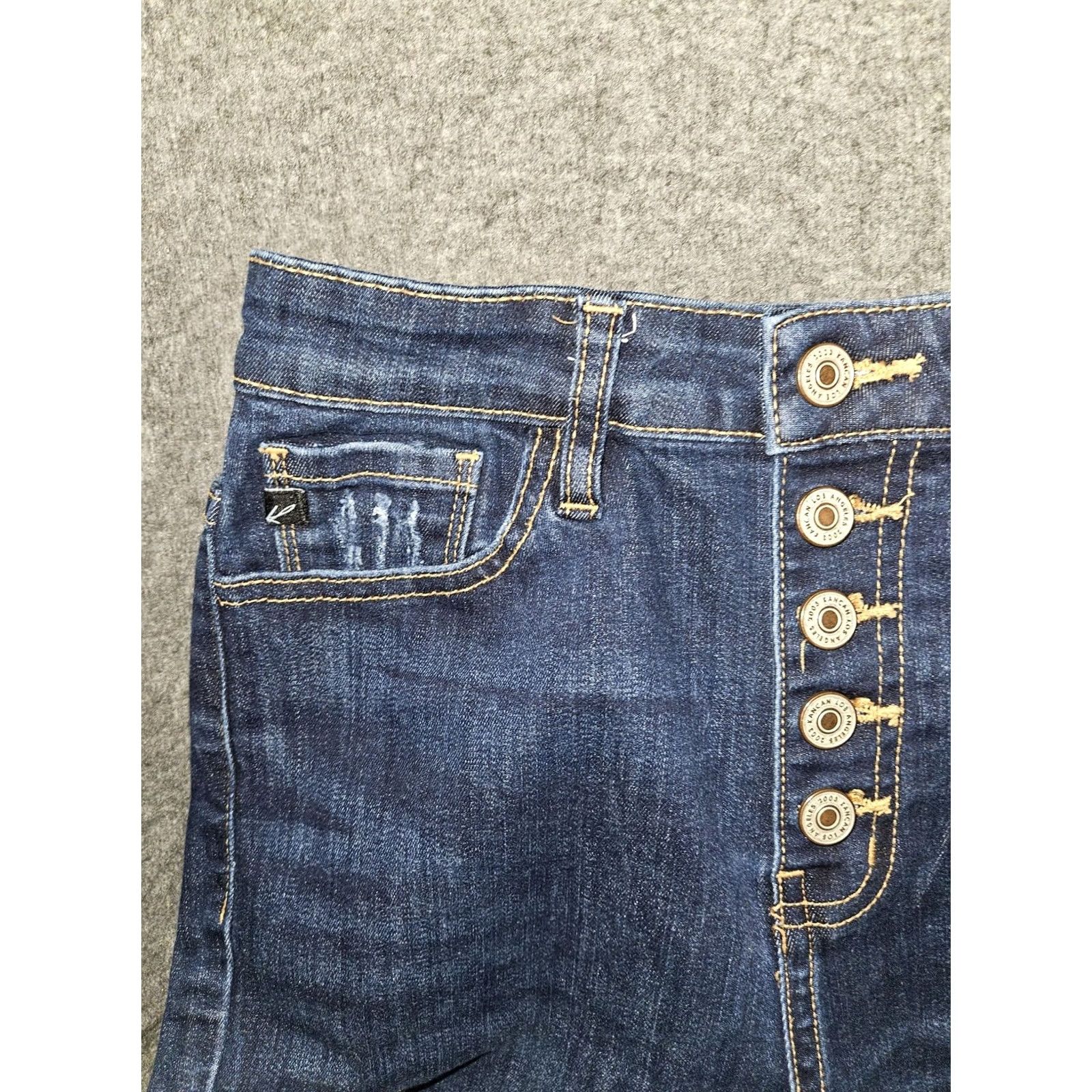Vintage KanCan Jeans Womens 7/27 Blue High Rise Skinny Distressed Button Fly Raw Hem Size 28" / US 6 / IT 42 - 7 Thumbnail