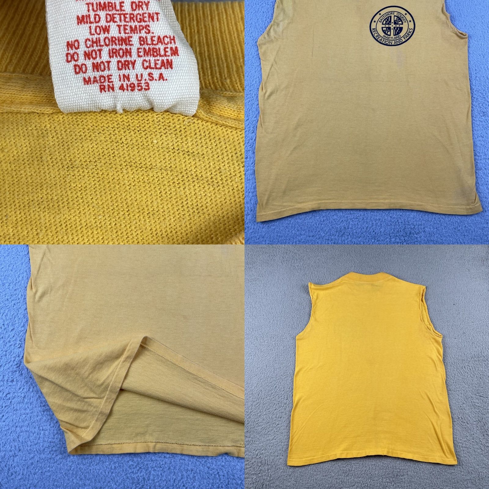 Vintage VINTAGE Collegiate Pacific Maryland Baltimore County Recreation & Parks Tank Top Shirt Men M Yellow 90s Outdoor Urban City Virginia Size US M / EU 48-50 / 2 - 8 Thumbnail