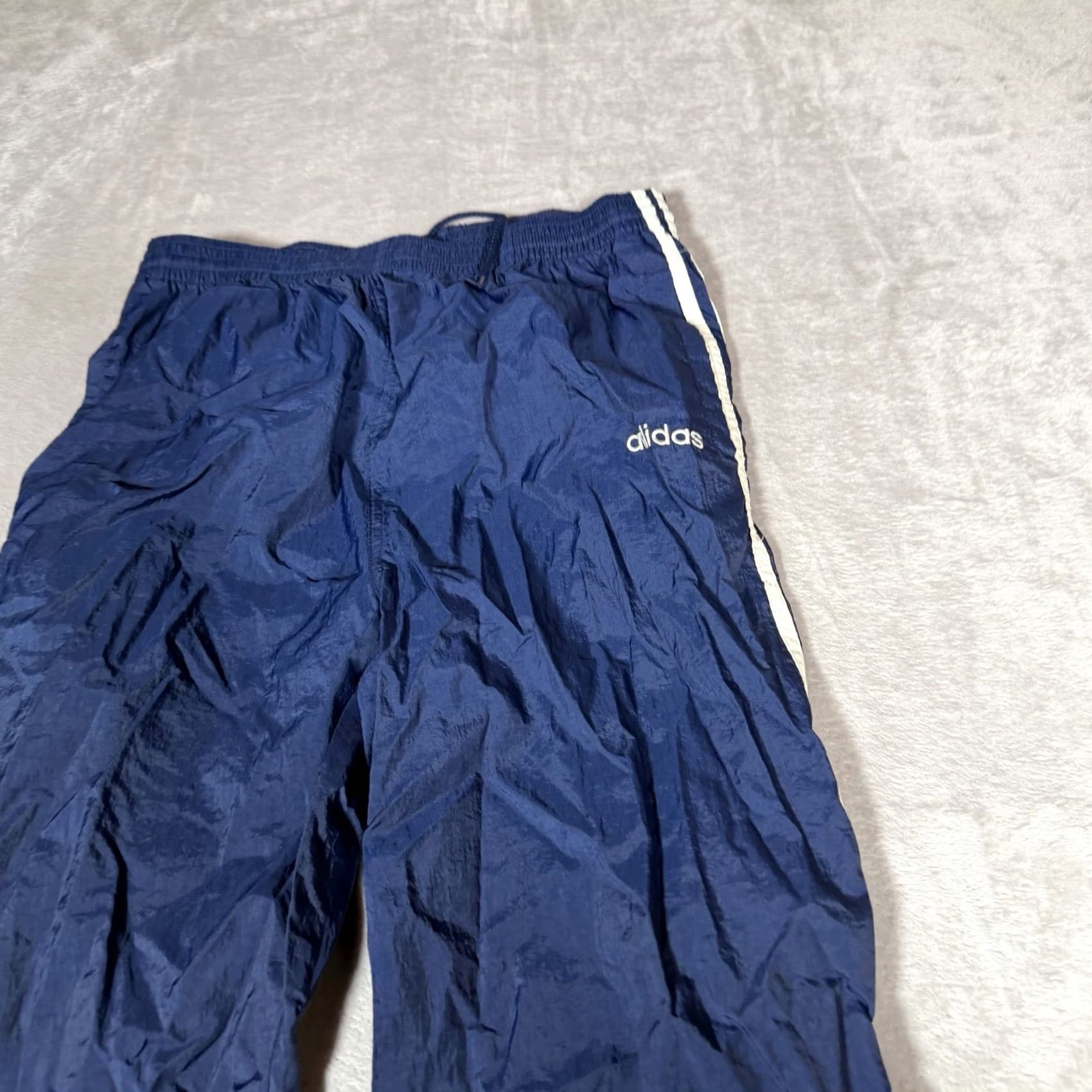 Adidas VINTAGE Adidas Track Pants Mens M Blue Nylon Softshell Zip Ankle Tapered Pockets 90s Athleisure Sports Size US 31 - 3 Thumbnail