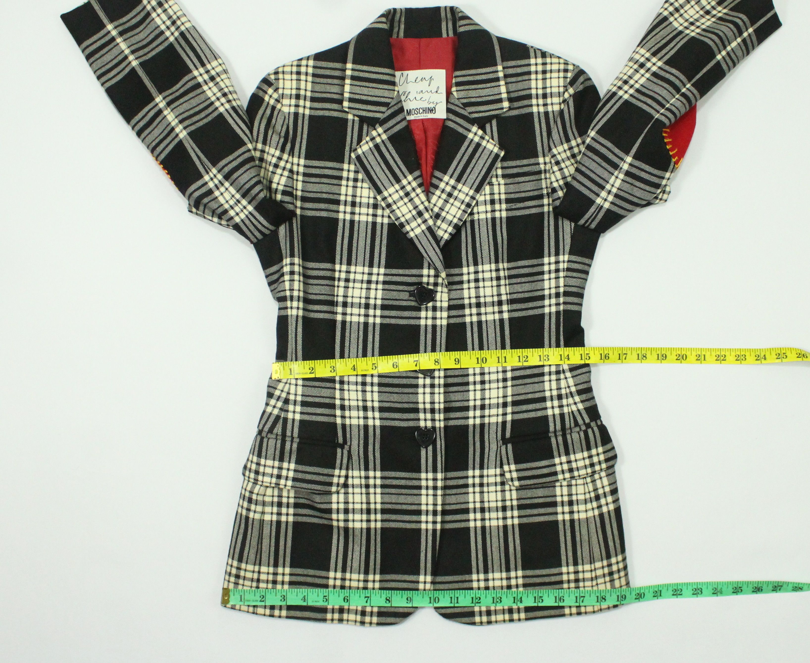 Moschino × Vintage Vintage 90s MOSCHINO CHEAP AND CHIC Jacket Tartan Love Size M / US 6-8 / IT 42-44 - 19 Thumbnail