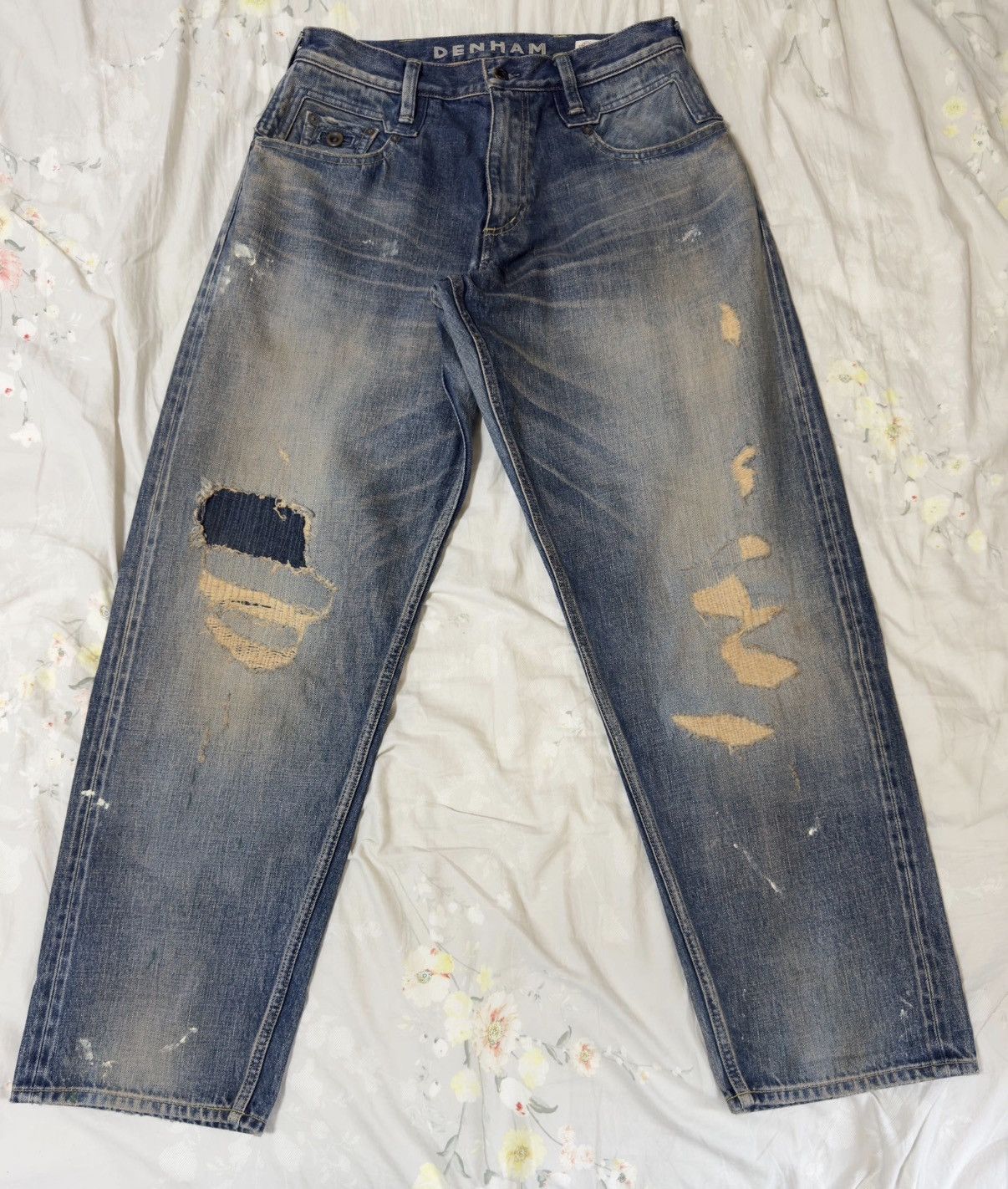 DENHAM DENHAM 24SS Jumbo Japanese wash distressed patch denim jeans Size US 32 / EU 48 - 1 Thumbnail