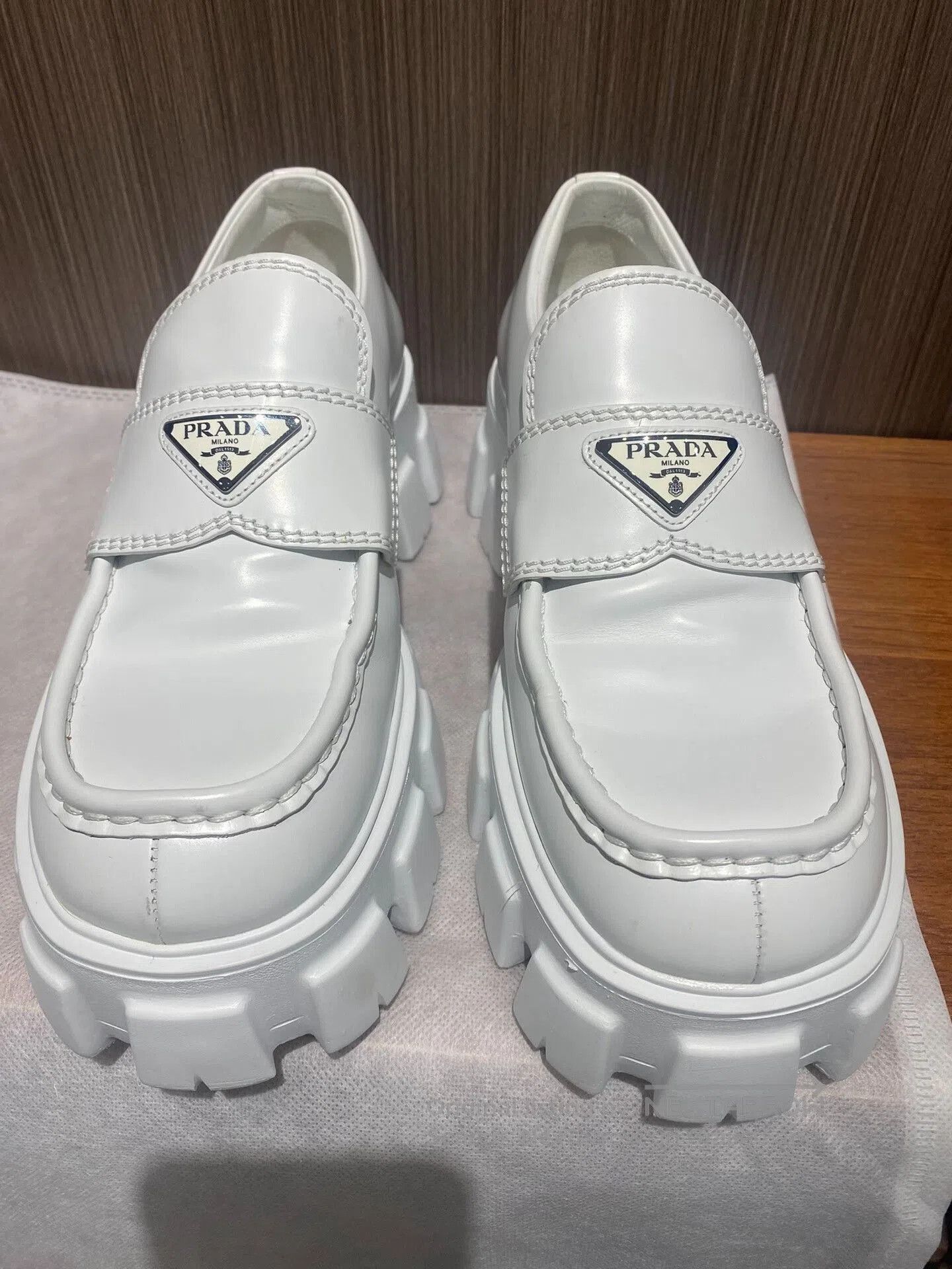 Prada Prada White Platform Loafers. Size US 7 / IT 37 - 1 Thumbnail