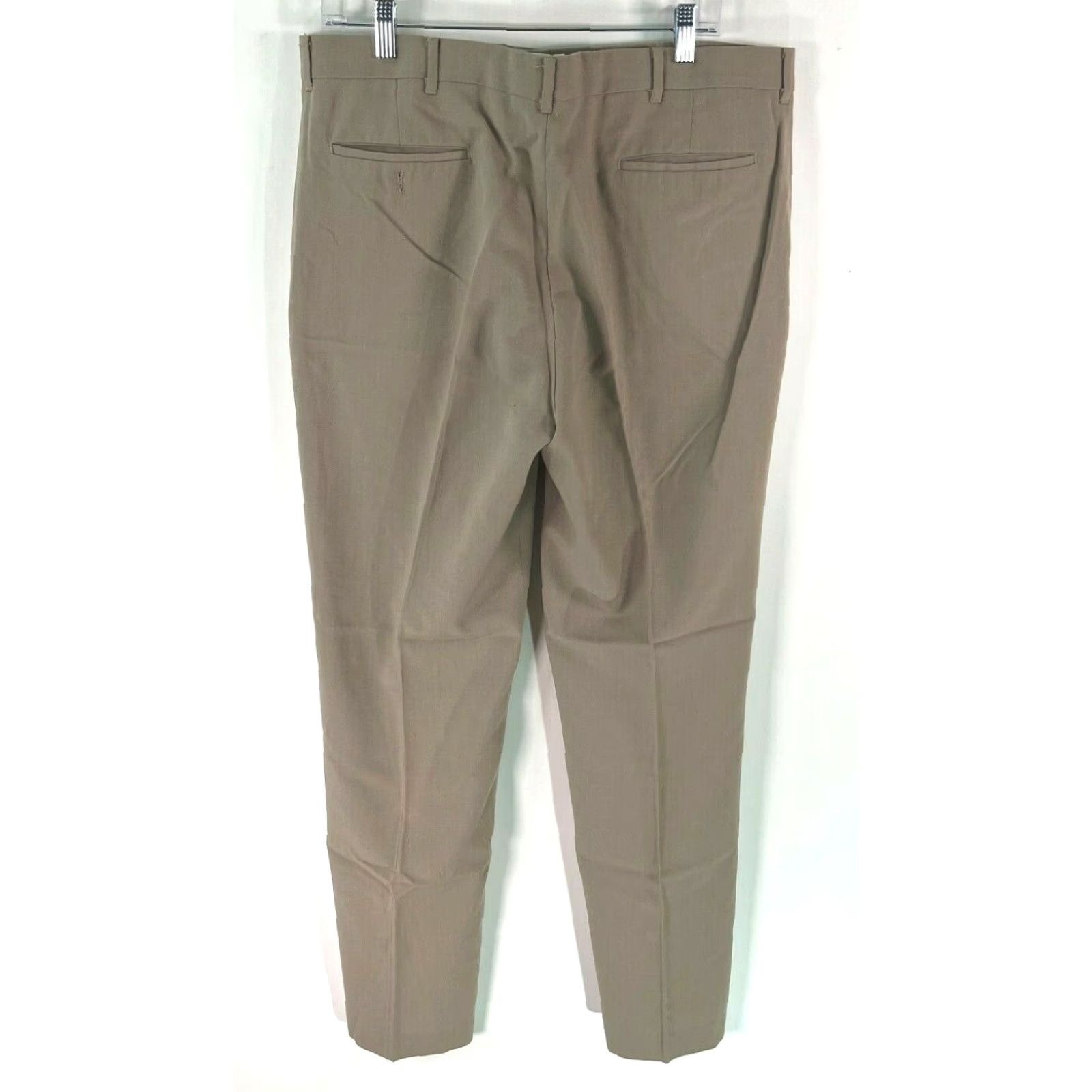 Vintage Vintage Adolfo Mens Dress Pants Solid Tan Size 36X32 Mid Rise Straight Leg Business Casual Size US 36 / EU 52 - 3 Thumbnail