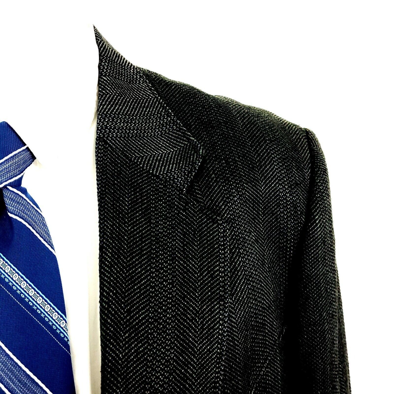 Vintage Circle Silk Rayon 2 Button Sport Coat 42L Black Green Long W Size 42L - 2 Thumbnail