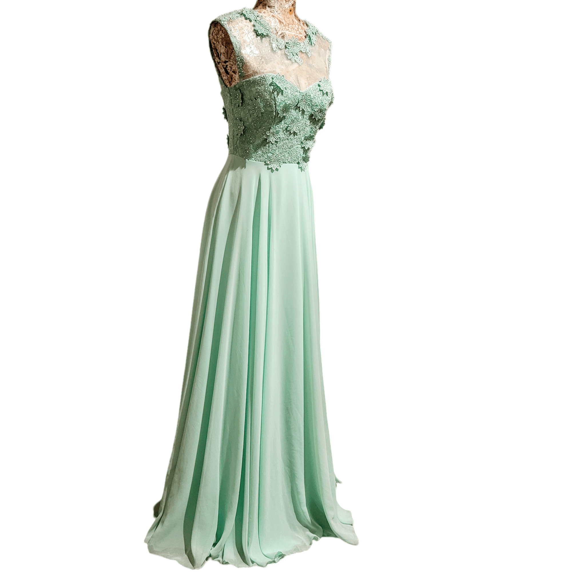 Triangl City Triangles Green Rhinestones Sweetheart Long Prom Gown Size XS / US 0-2 / IT 36-38 - 5 Thumbnail